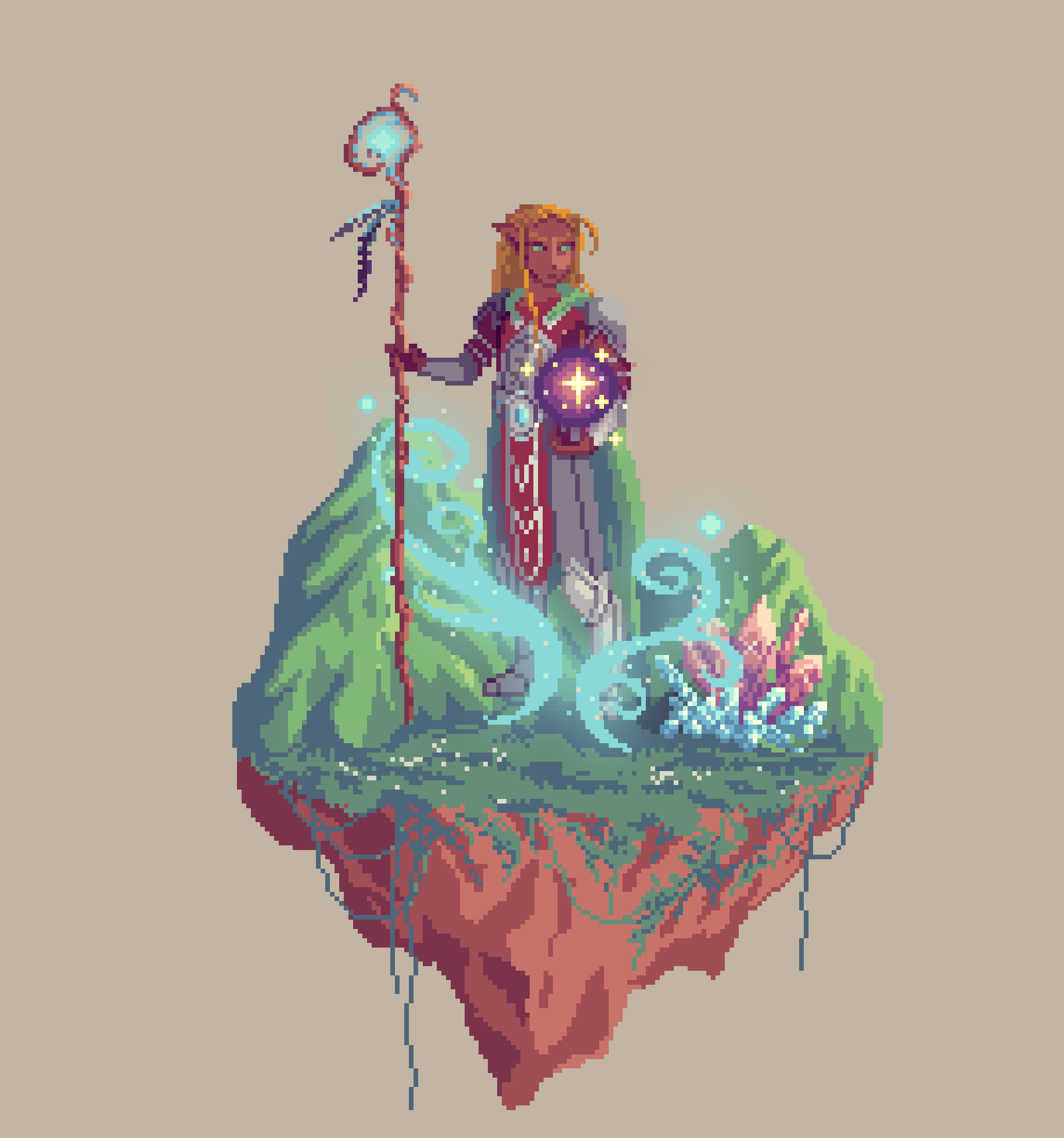 Dawn Elf Timewarp Wizard from The Mountains + Crystal