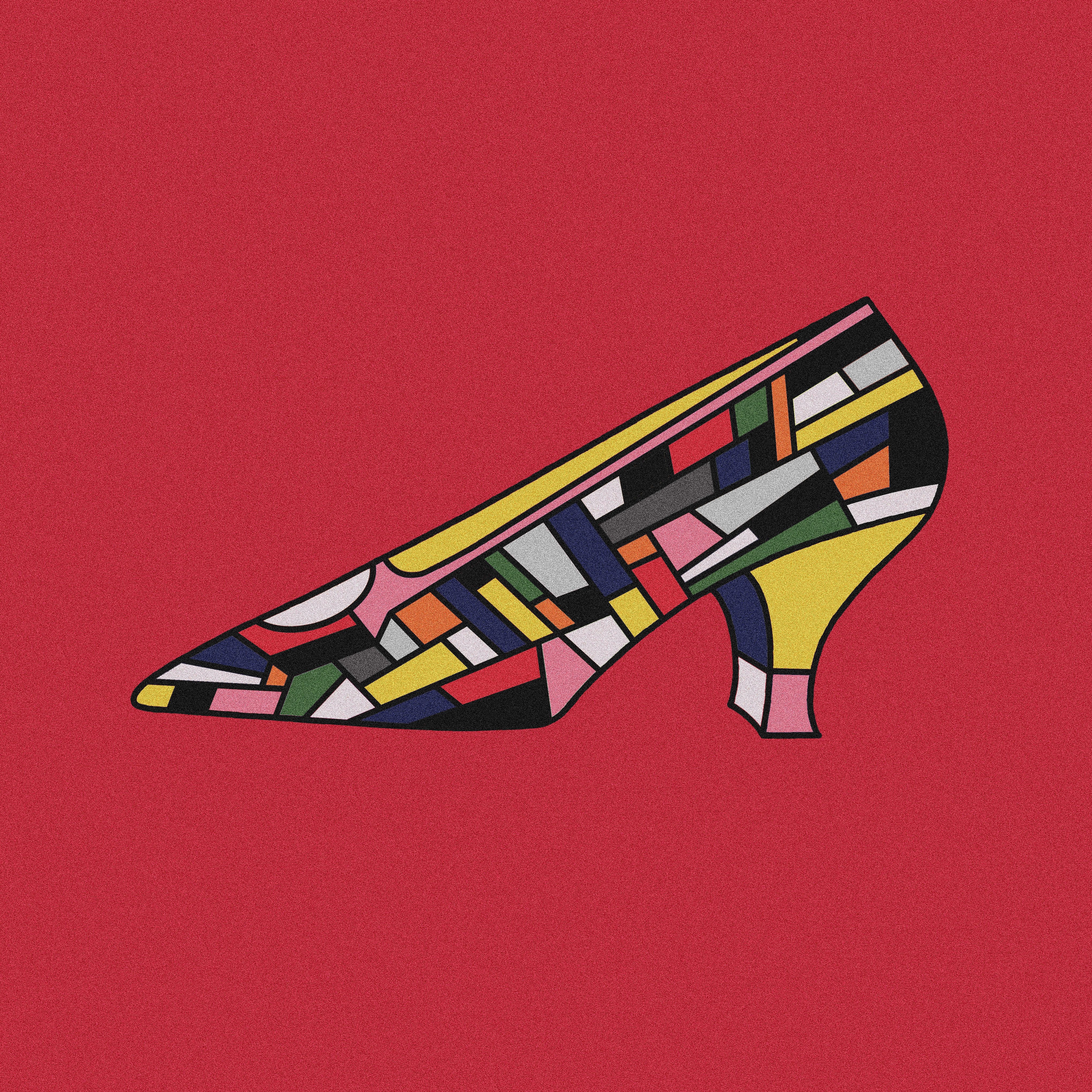 Shoe on red