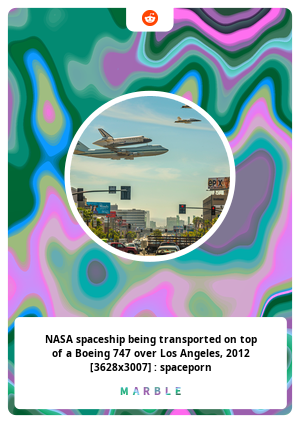 NASA spaceship being transported on top of a Boeing 747 over Los Angeles, 2012 [3628x3007] : spaceporn