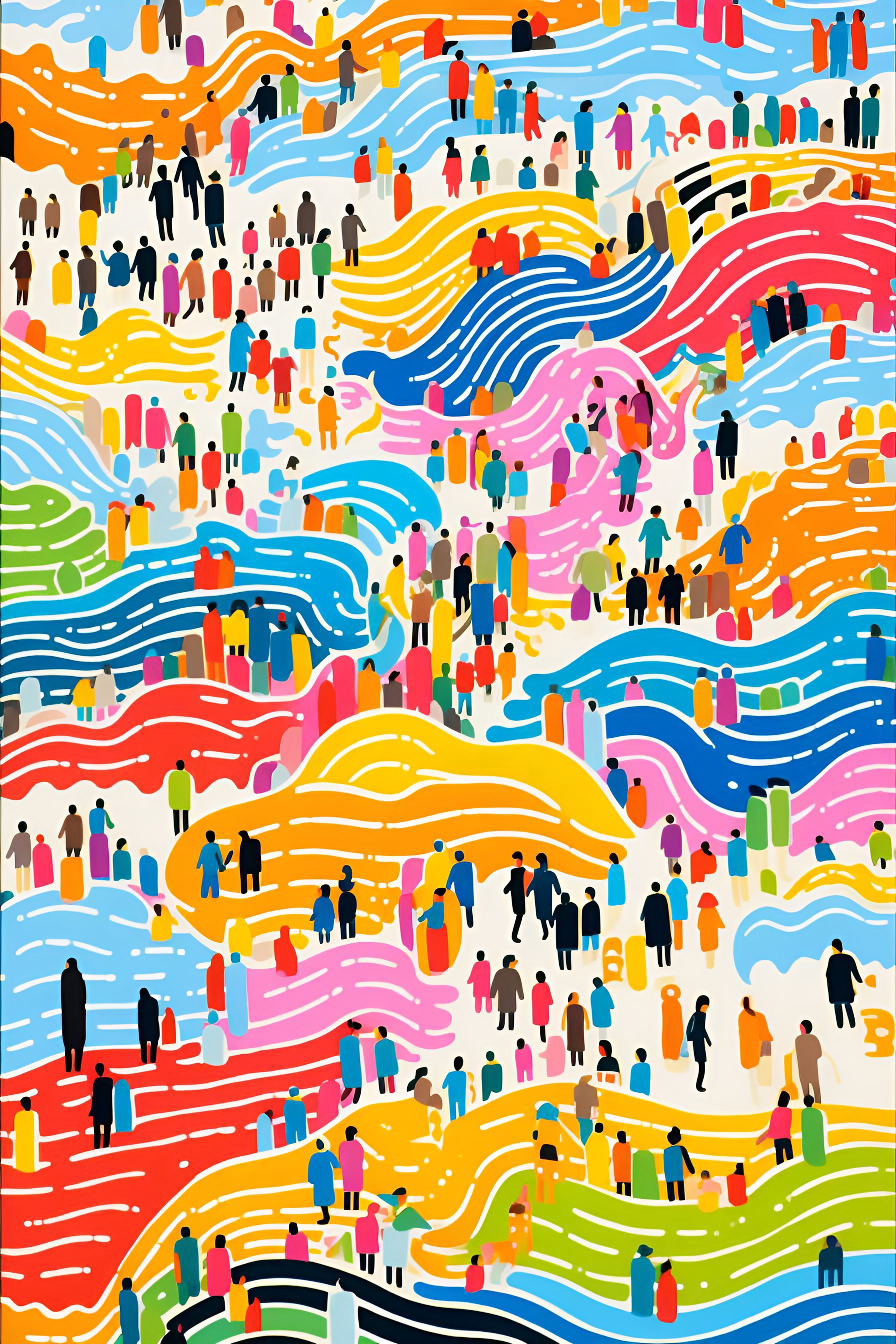 waves of people