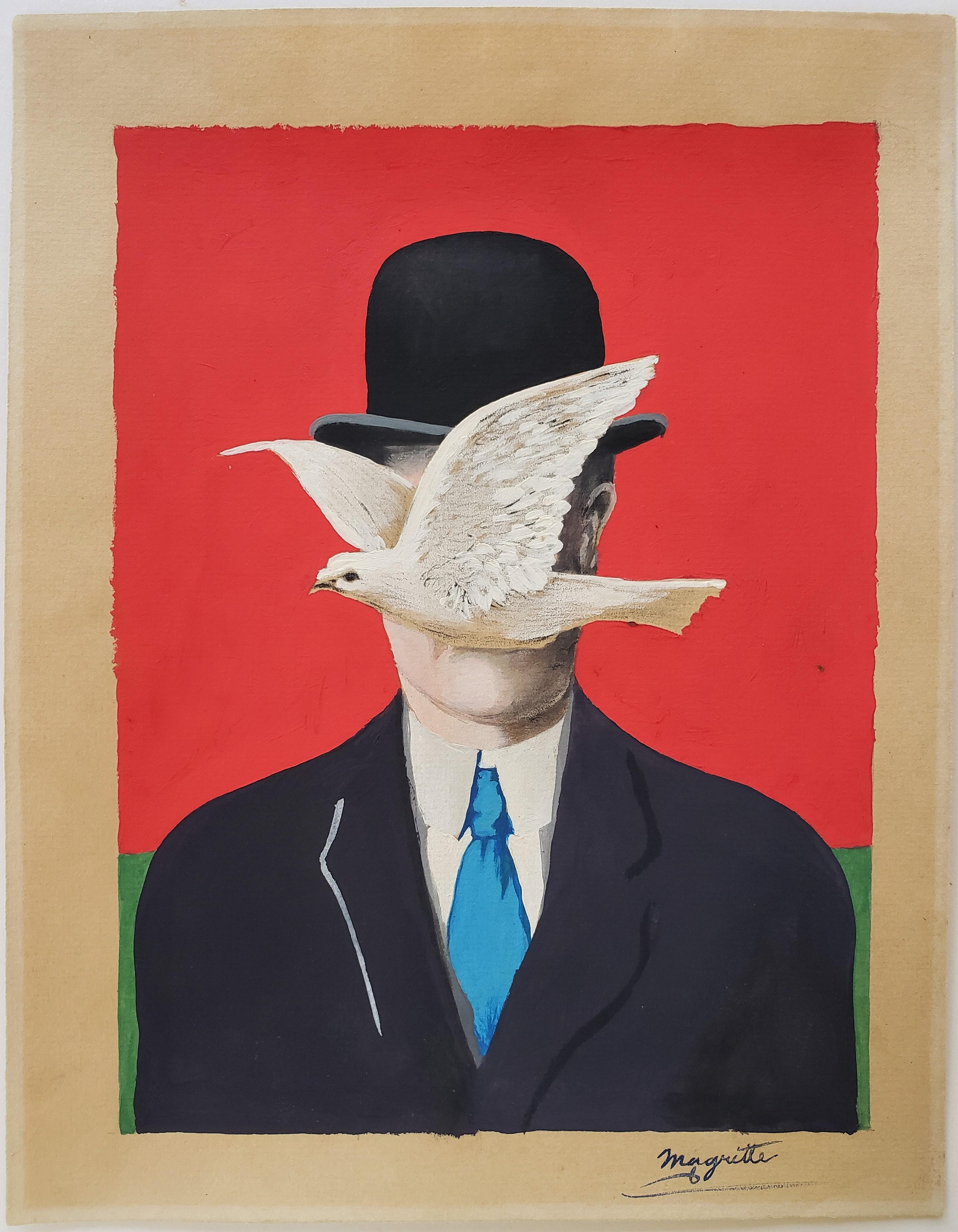 Gouache on paper  signed Rene Magritte