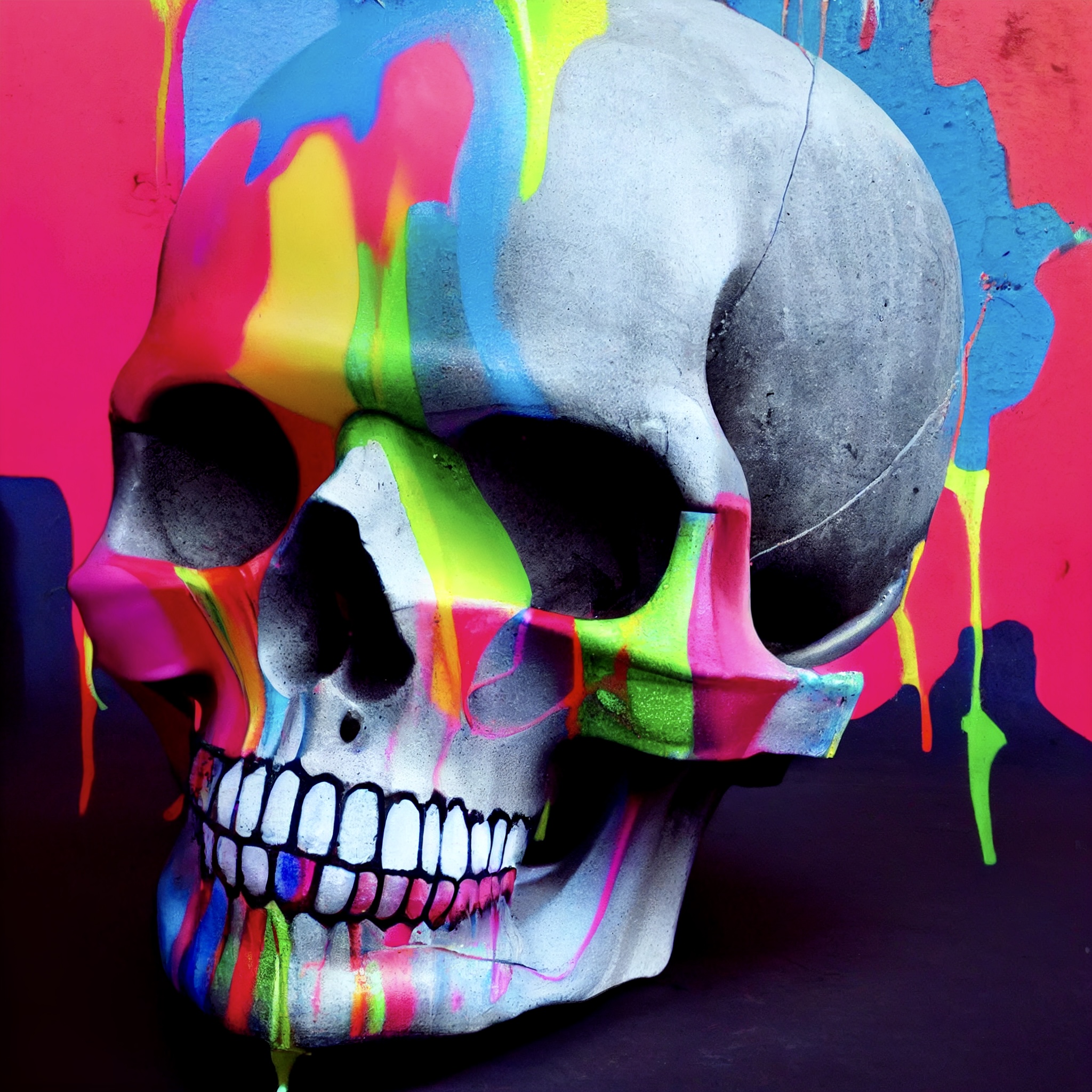 Concrete Graffiti Skull #3