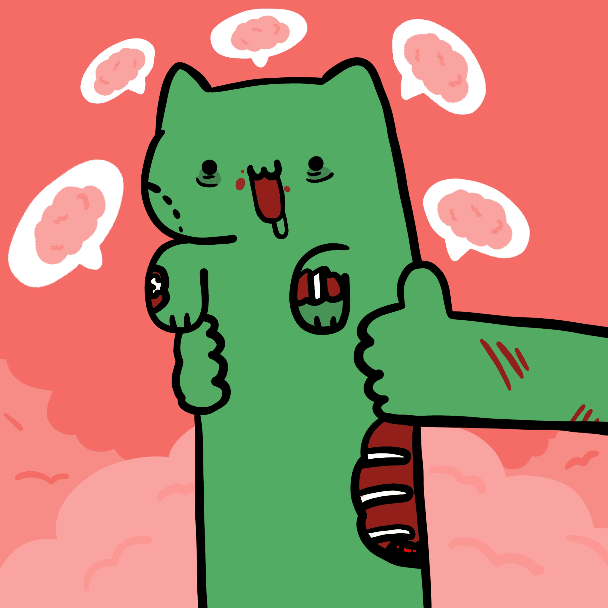 Long Long zombie cat  #0189