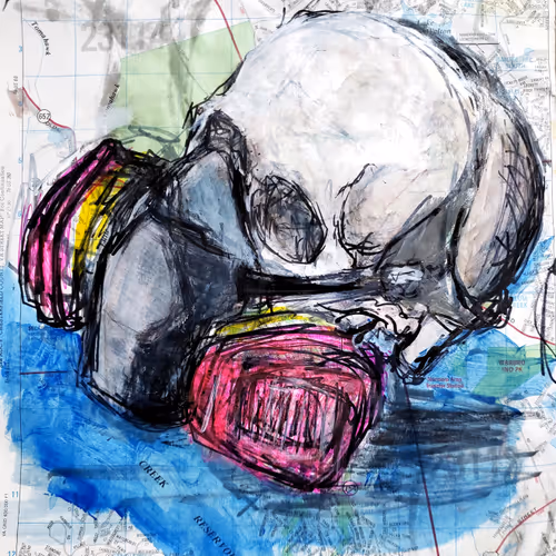 Skull, mask, and map