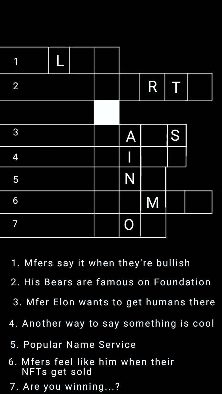 1st Riddle Card/Crossed words