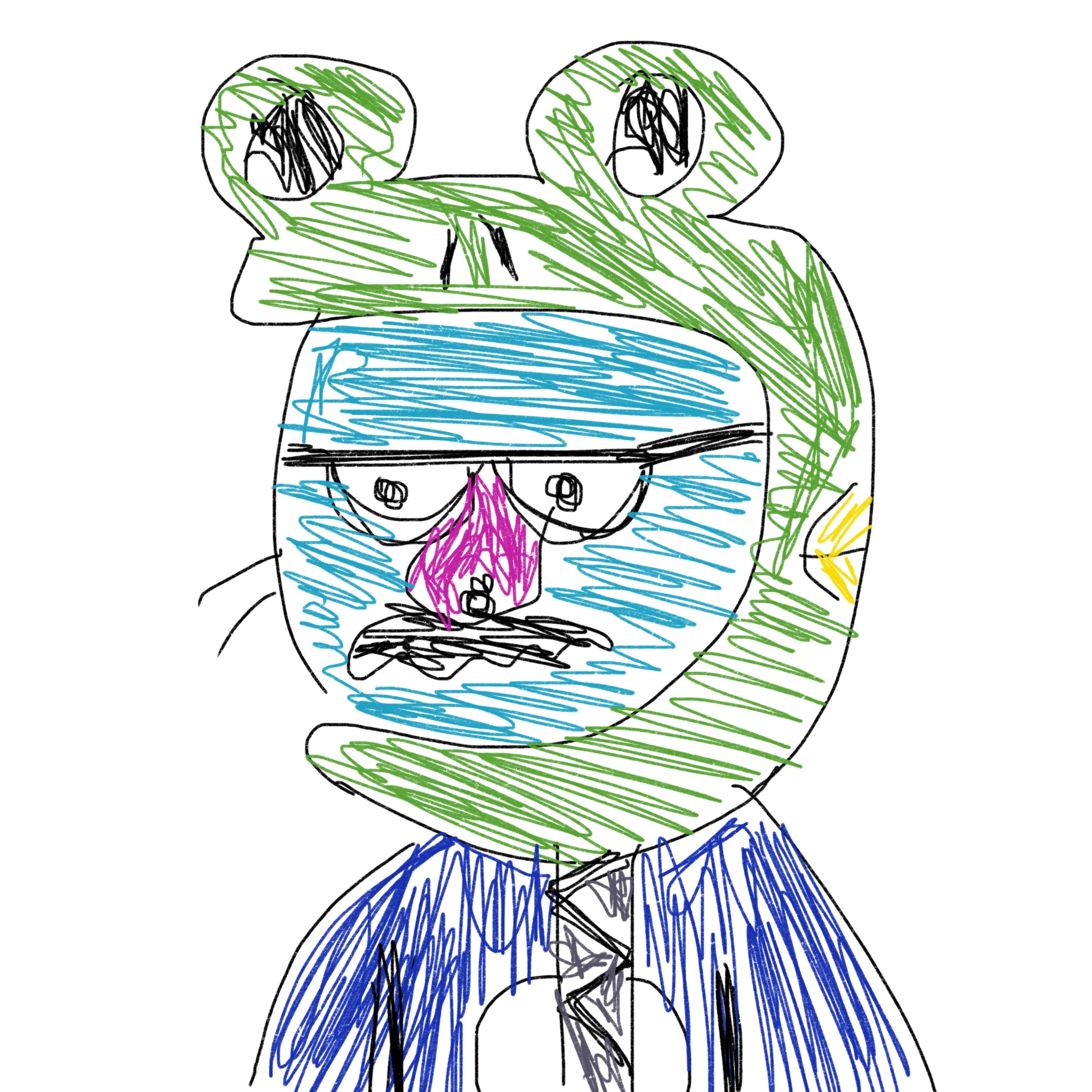 Hand Drawn Cool Cat 1305