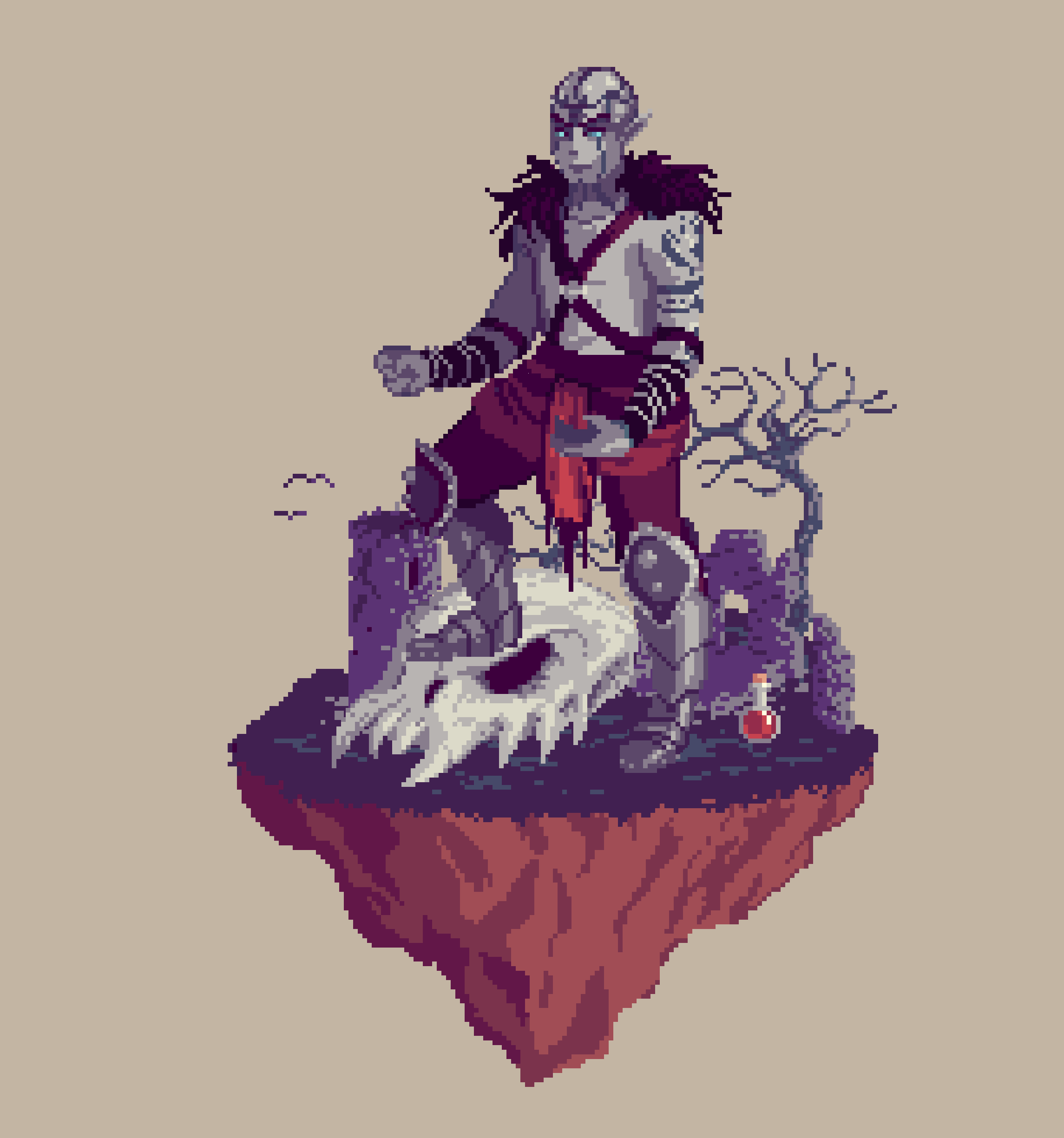 Skullink Giant Barefist Monk from The Ruins + Potion