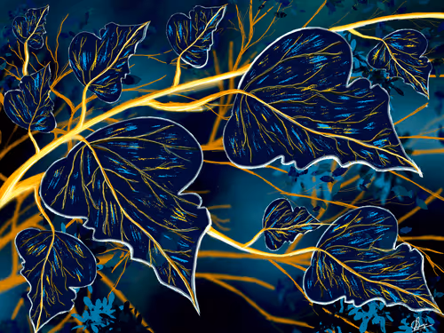 Golden Branch - Digital Art 
