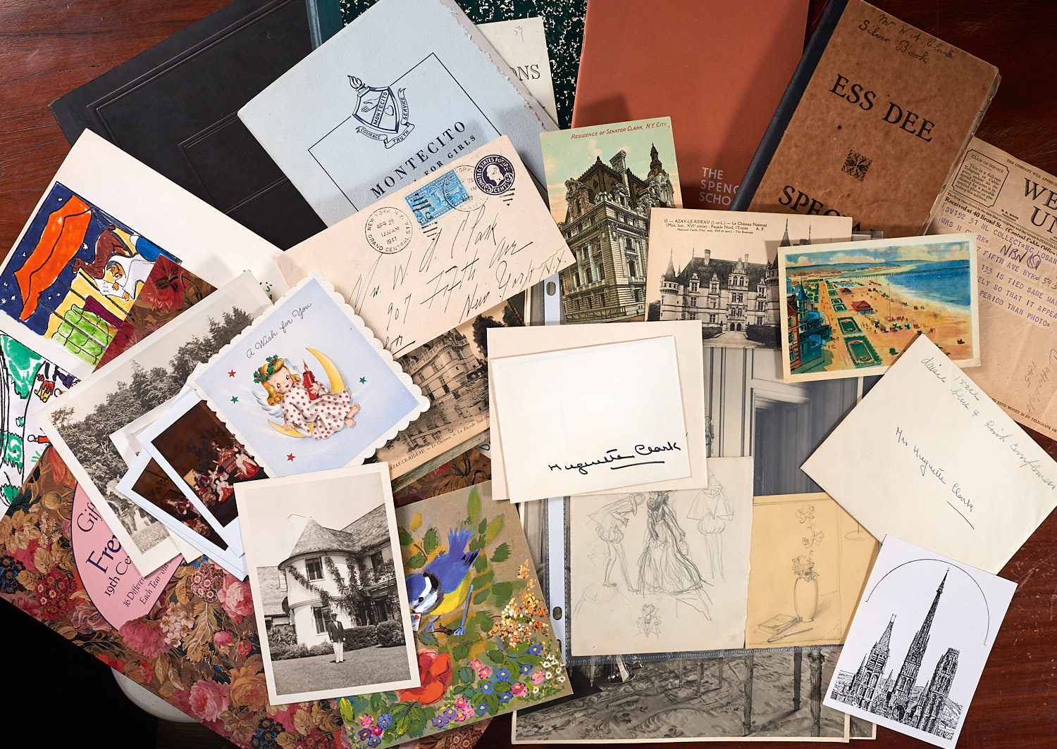 Huguette Clark & family: sketches, cards, letters
