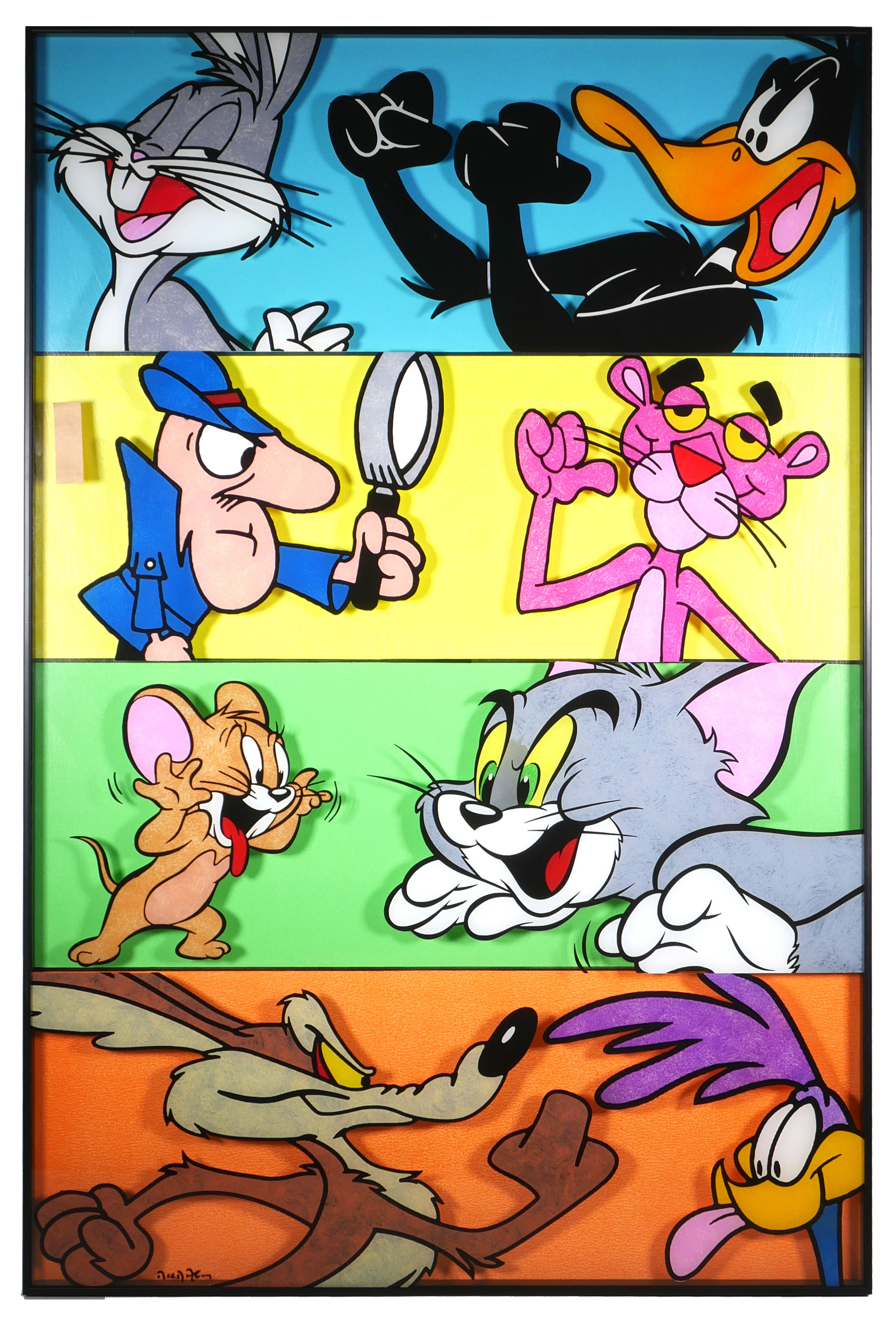 LOONEY TUNES, Pop Art Reverse Painting, Signed