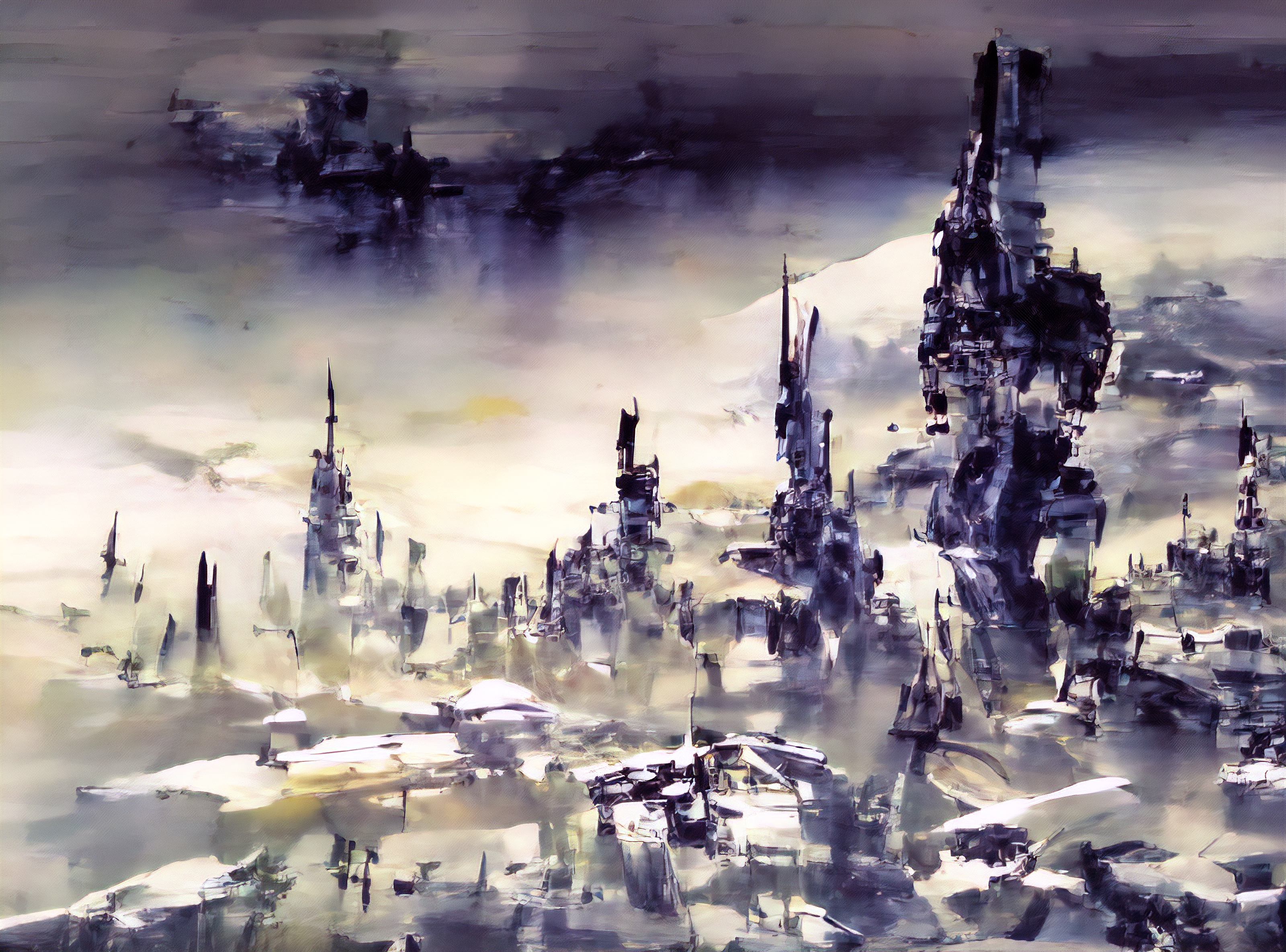 Surface of The Neon City in Winter