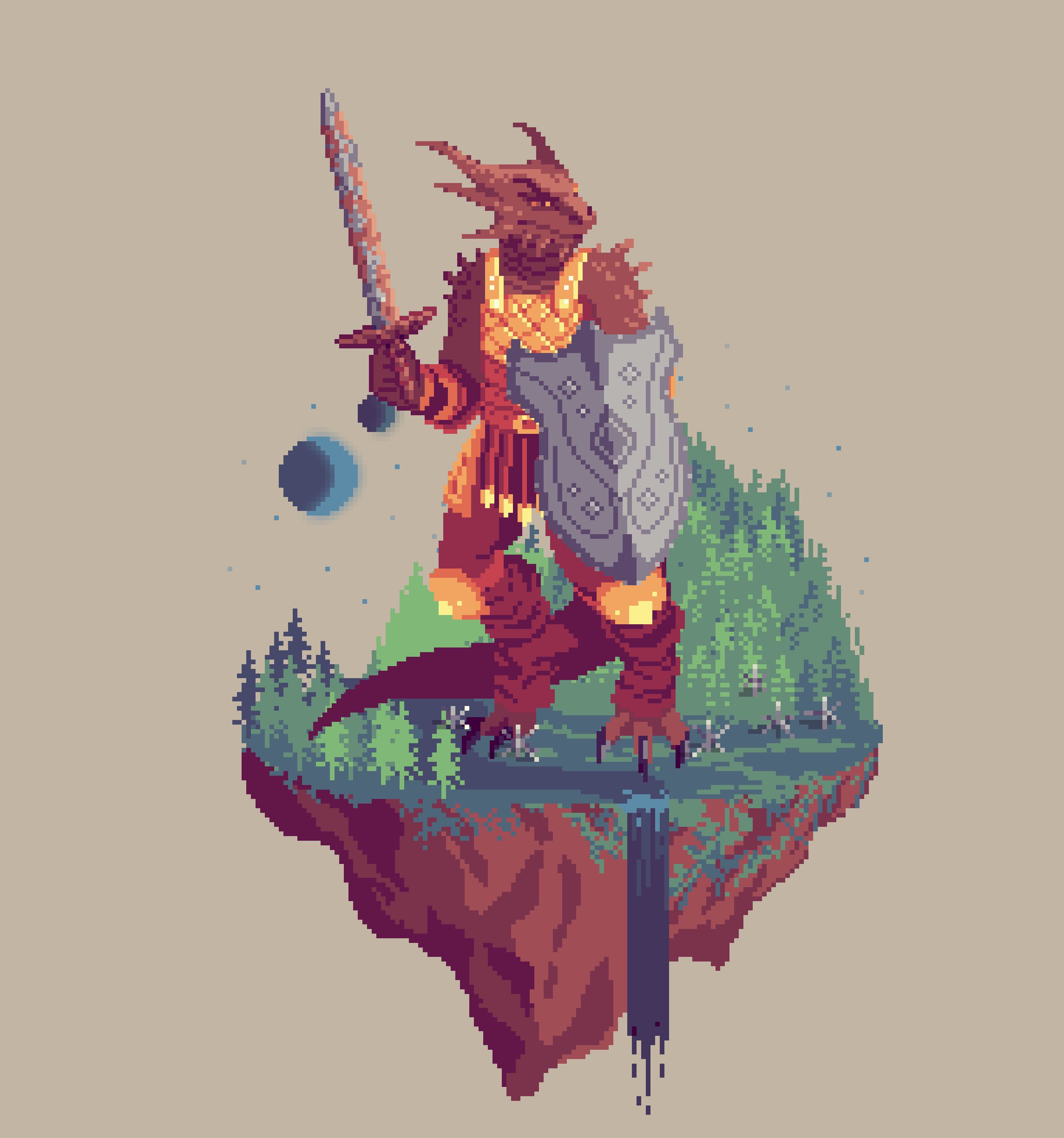 Guild Half-Dragon Gladiator Fighter from The Forest + Caltrops