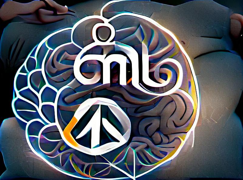 Logo combining meditation, technology, mental health, and coordination
