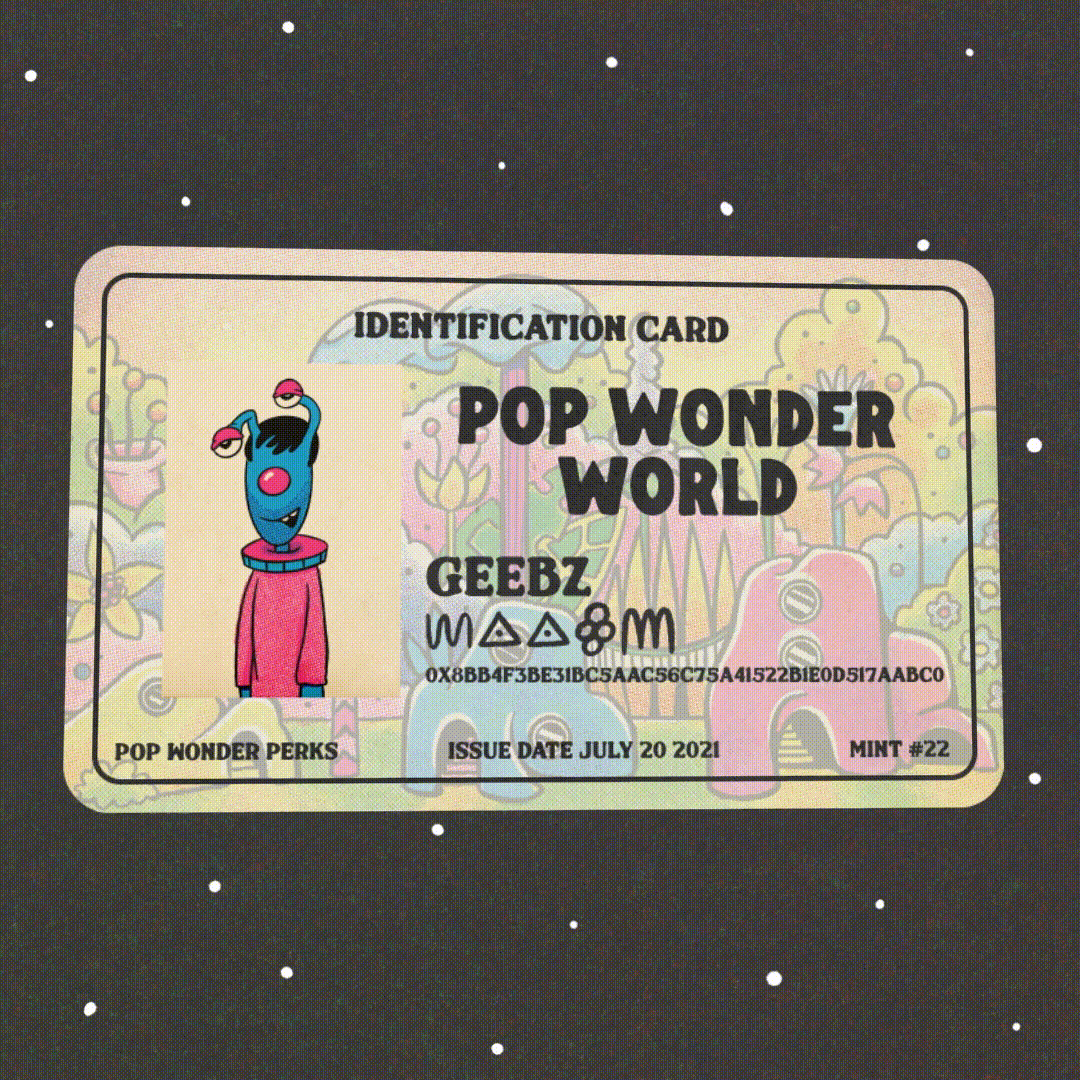 Pop Wonder World Identification Card // geebz // Mint #22
