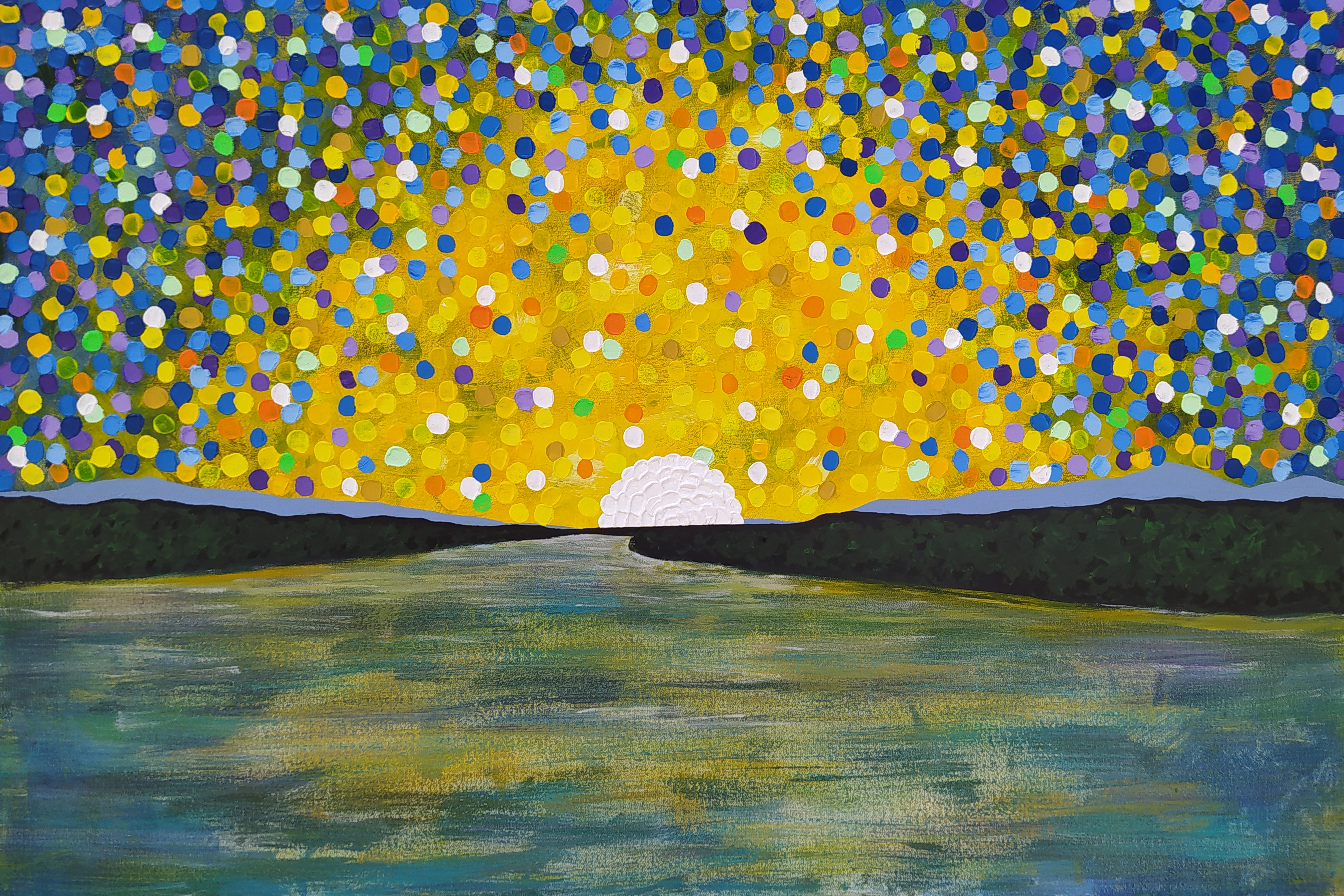 Sunrise over the Amazon River (Acrylic paint Edition)
