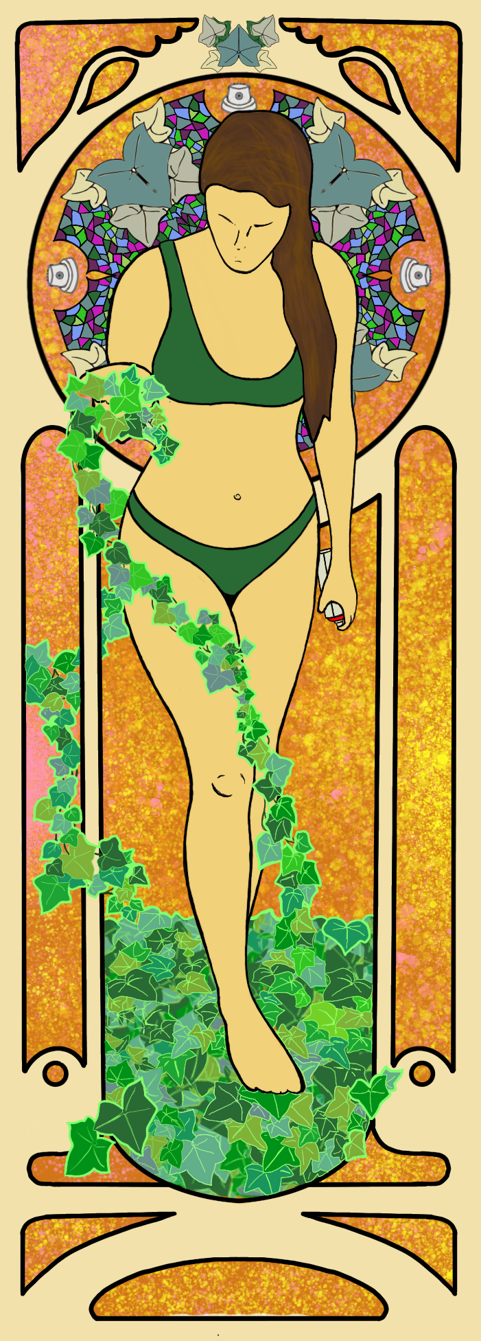 Digital postcard inspired by Alphonse Mucha