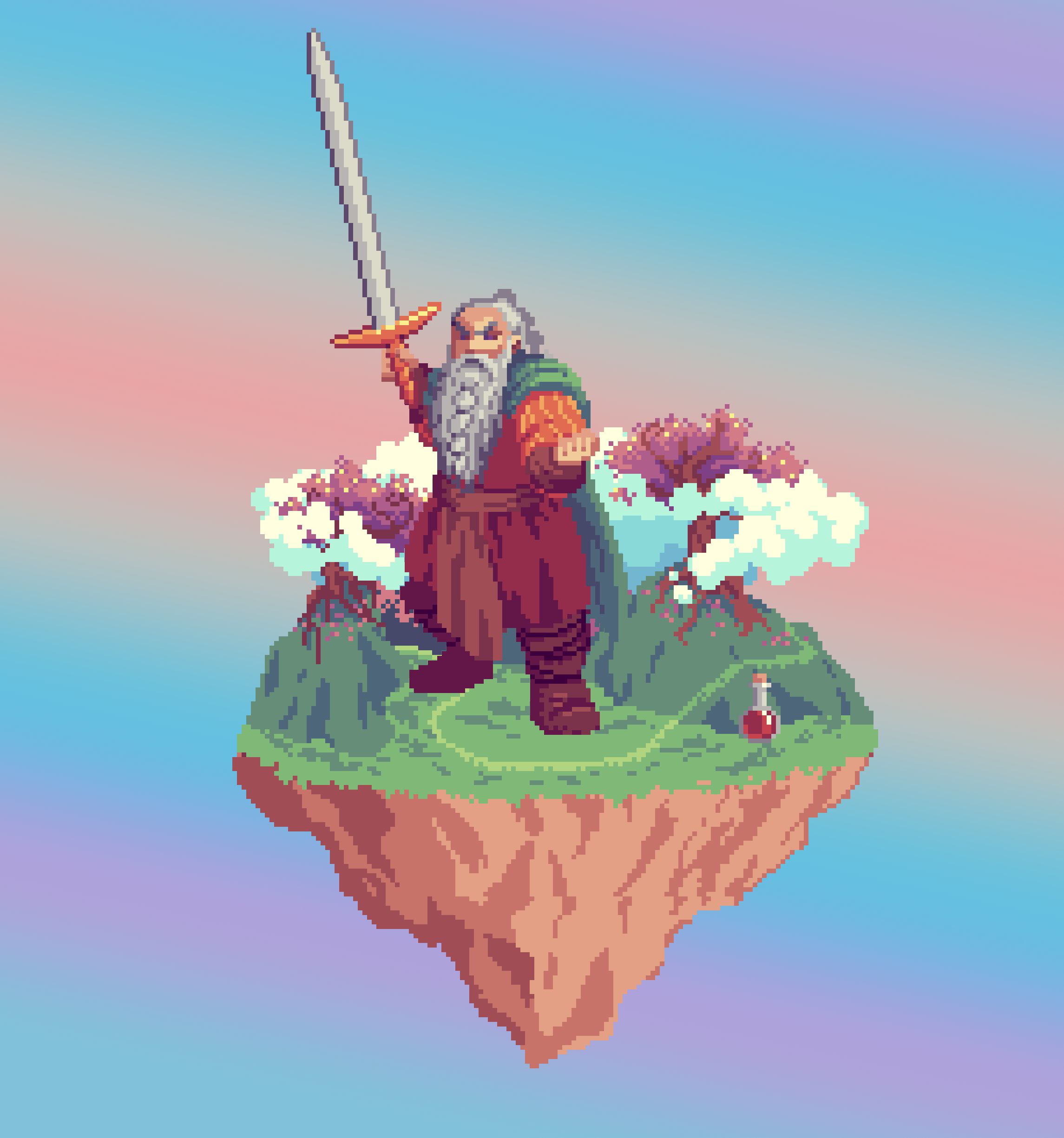 Silver Dwarf Battlestance Fighter Keeper of The Glade + Potion