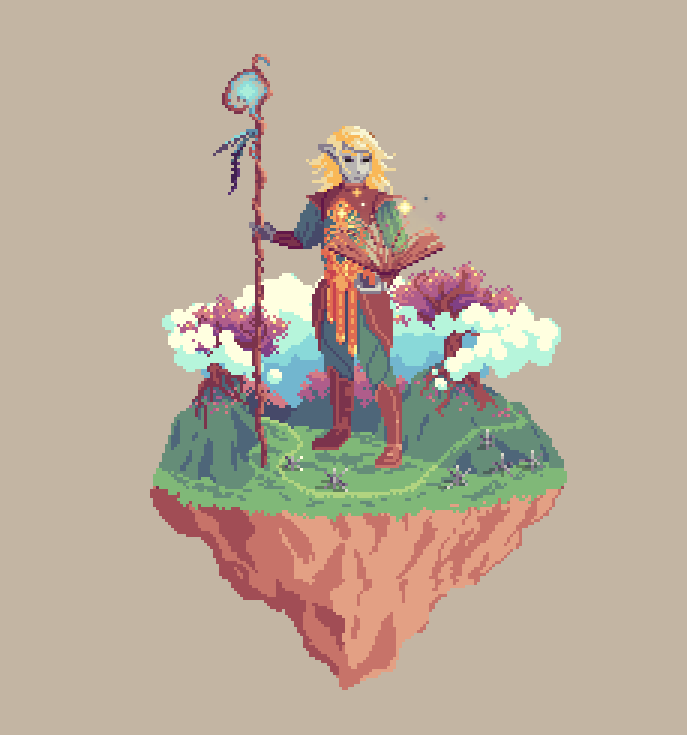 Goldleaf Elf Ledgerscript Wizard from The Glade + Caltrops