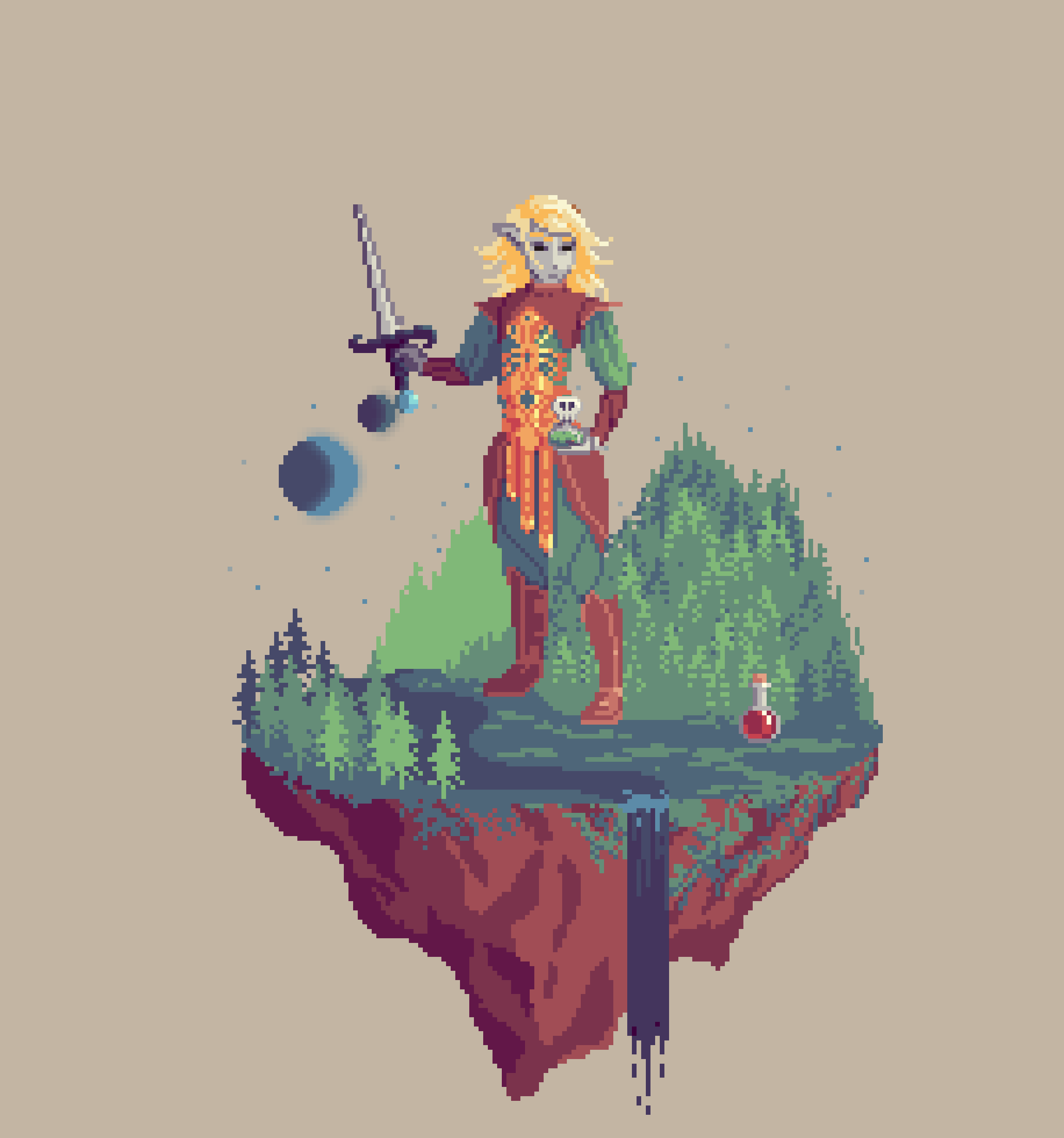 Goldleaf Elf Assassin Rogue from The Forest + Potion