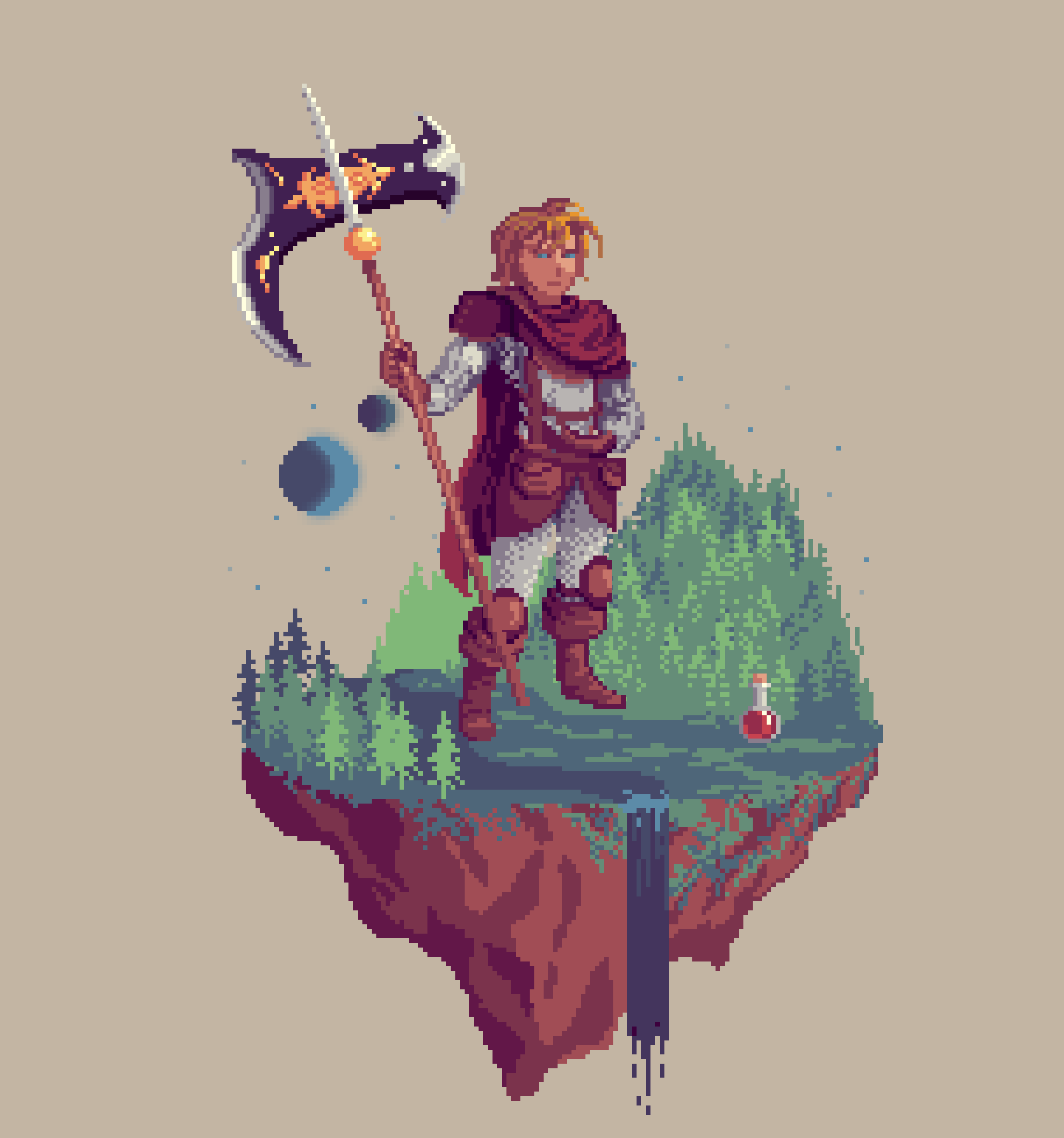 Wayfarer Human Beastcleave Barbarian from The Forest + Potion