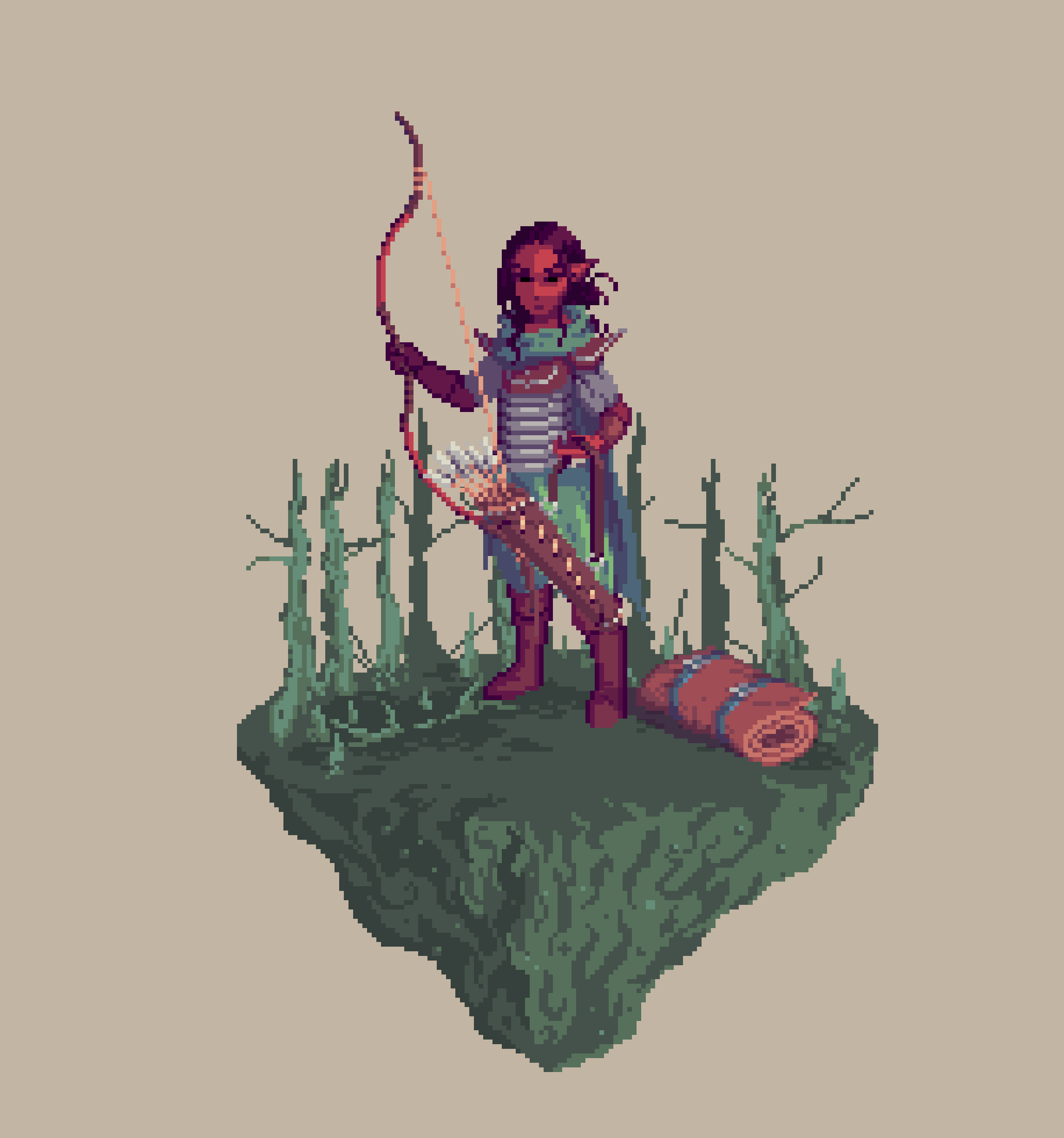 Sanddune Half-Elf Marksman Ranger from The Swamp + Bedroll