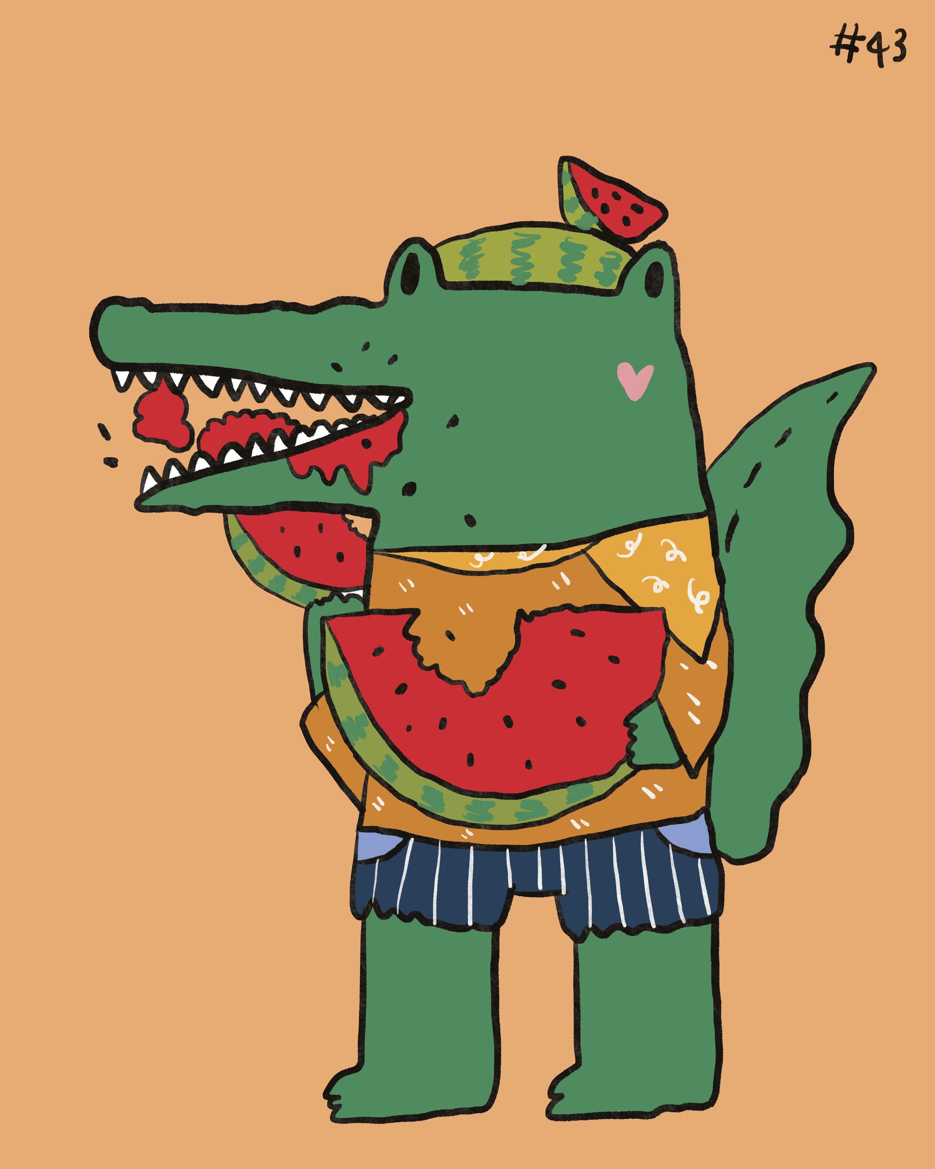 43 Croco eat Watermelon