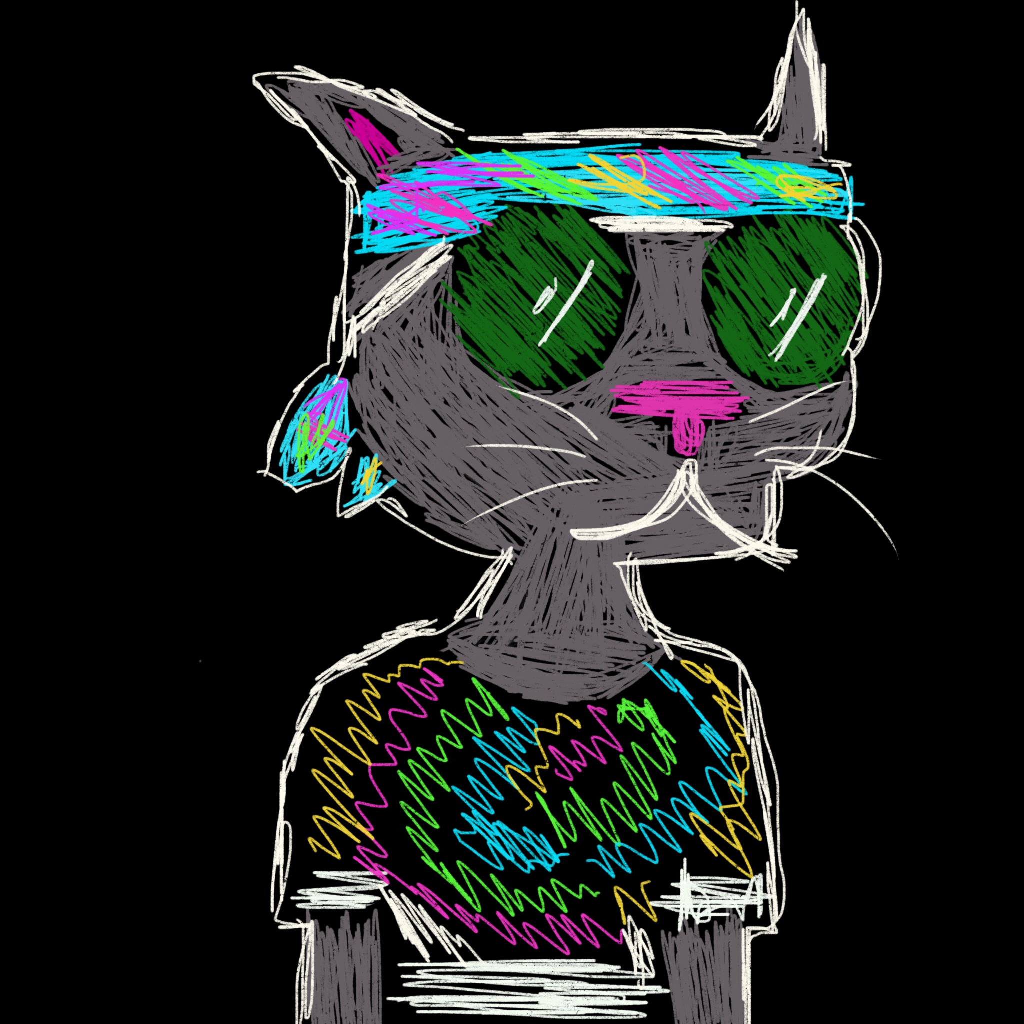 Hand Drawn Gutter Cat Gang 2897