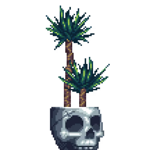 Yucca Palm in Metal Skull pot