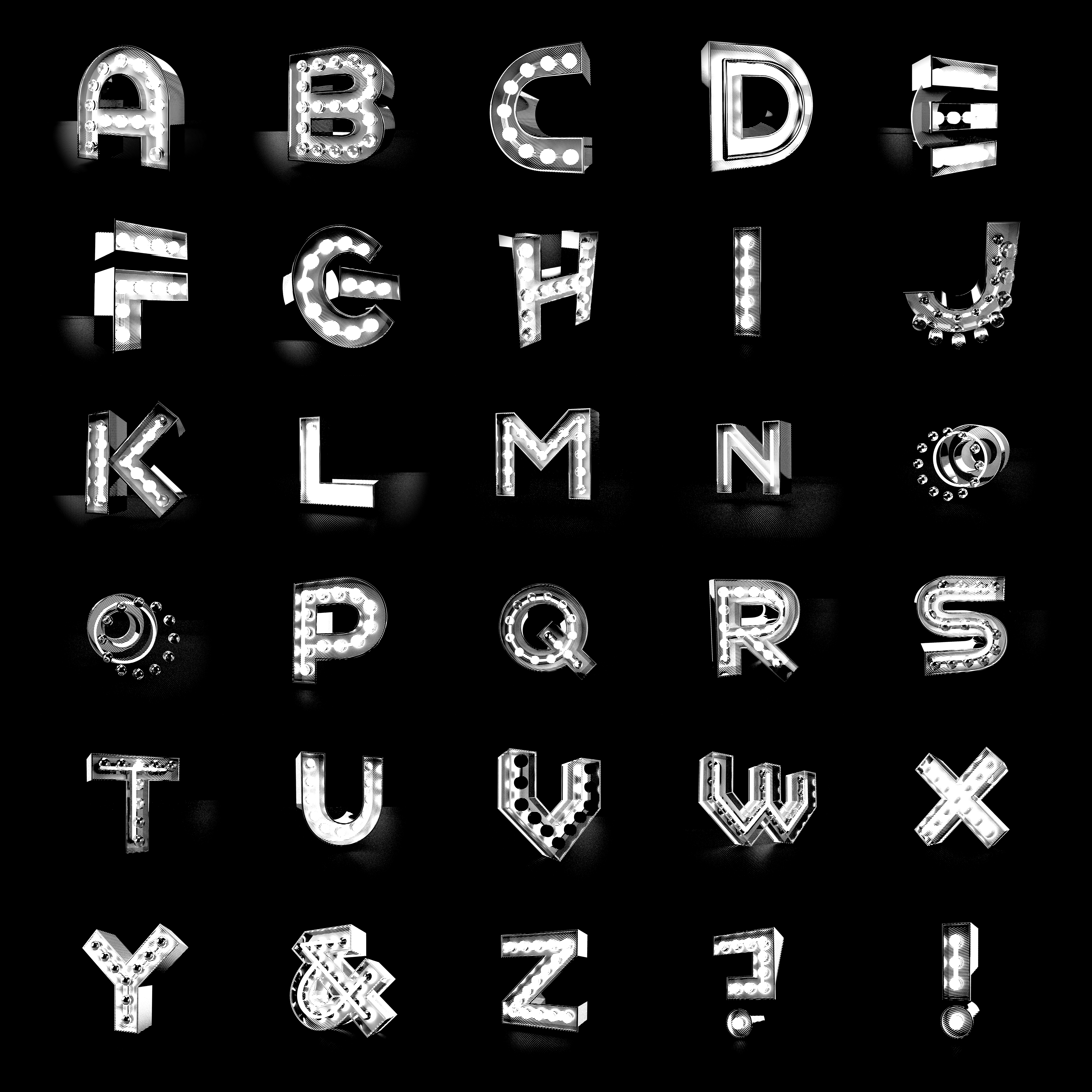 Illuminated Linocuts Alphabet #60/111