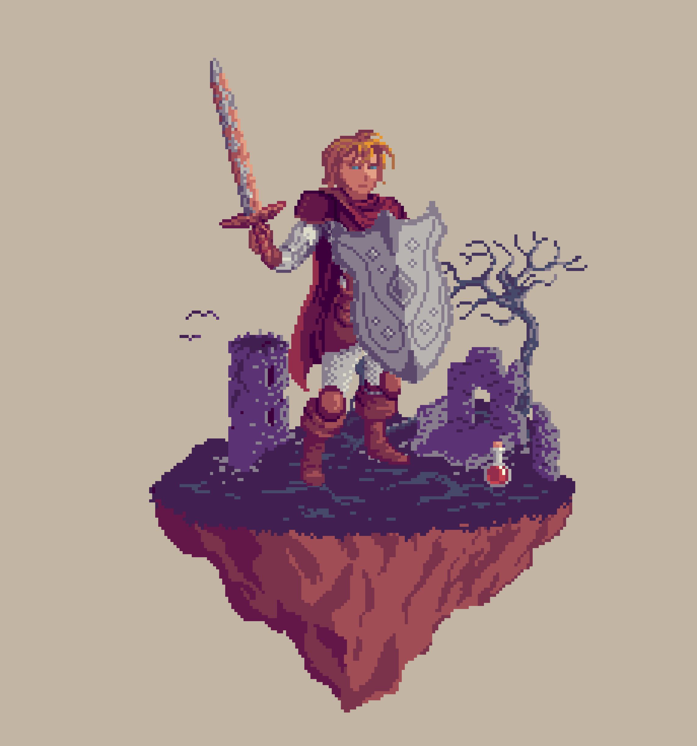 Wayfarer Human Gladiator Fighter from The Ruins + Potion