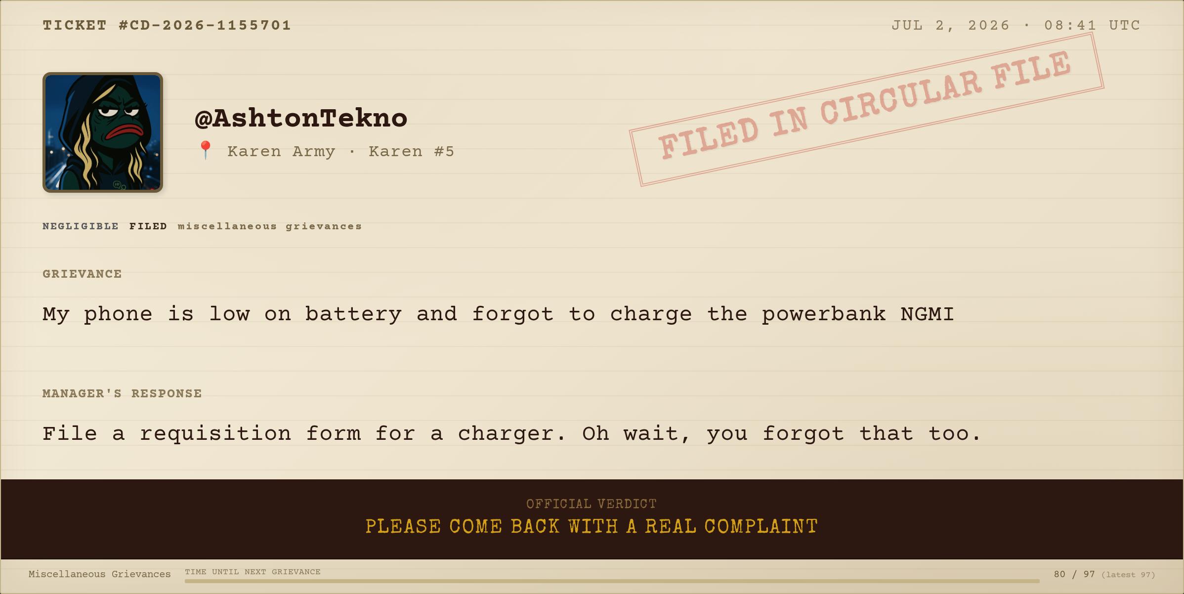 Complaint #156