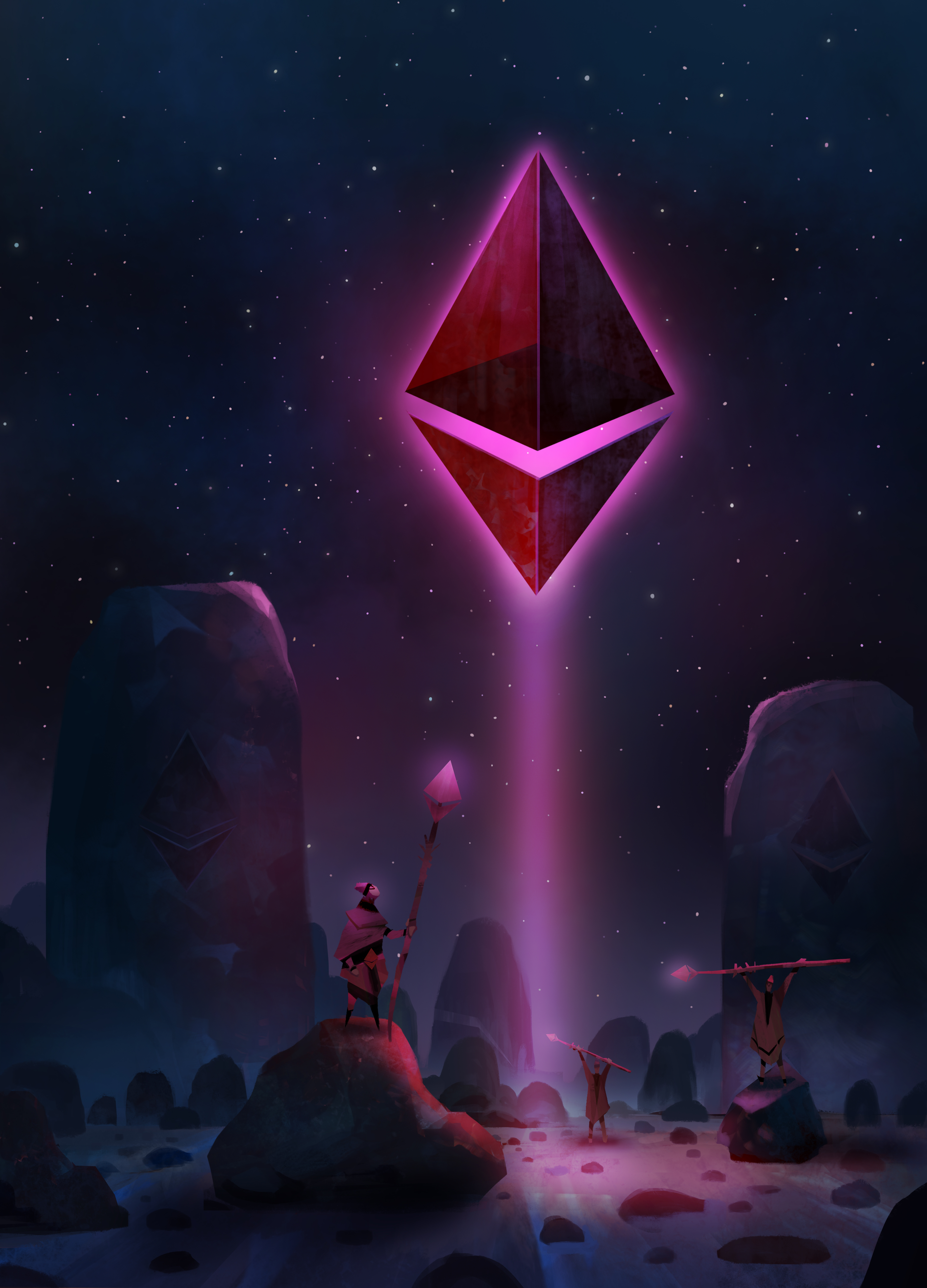 The First Ethereum Digital Painting - Ether in the Sky - 2017