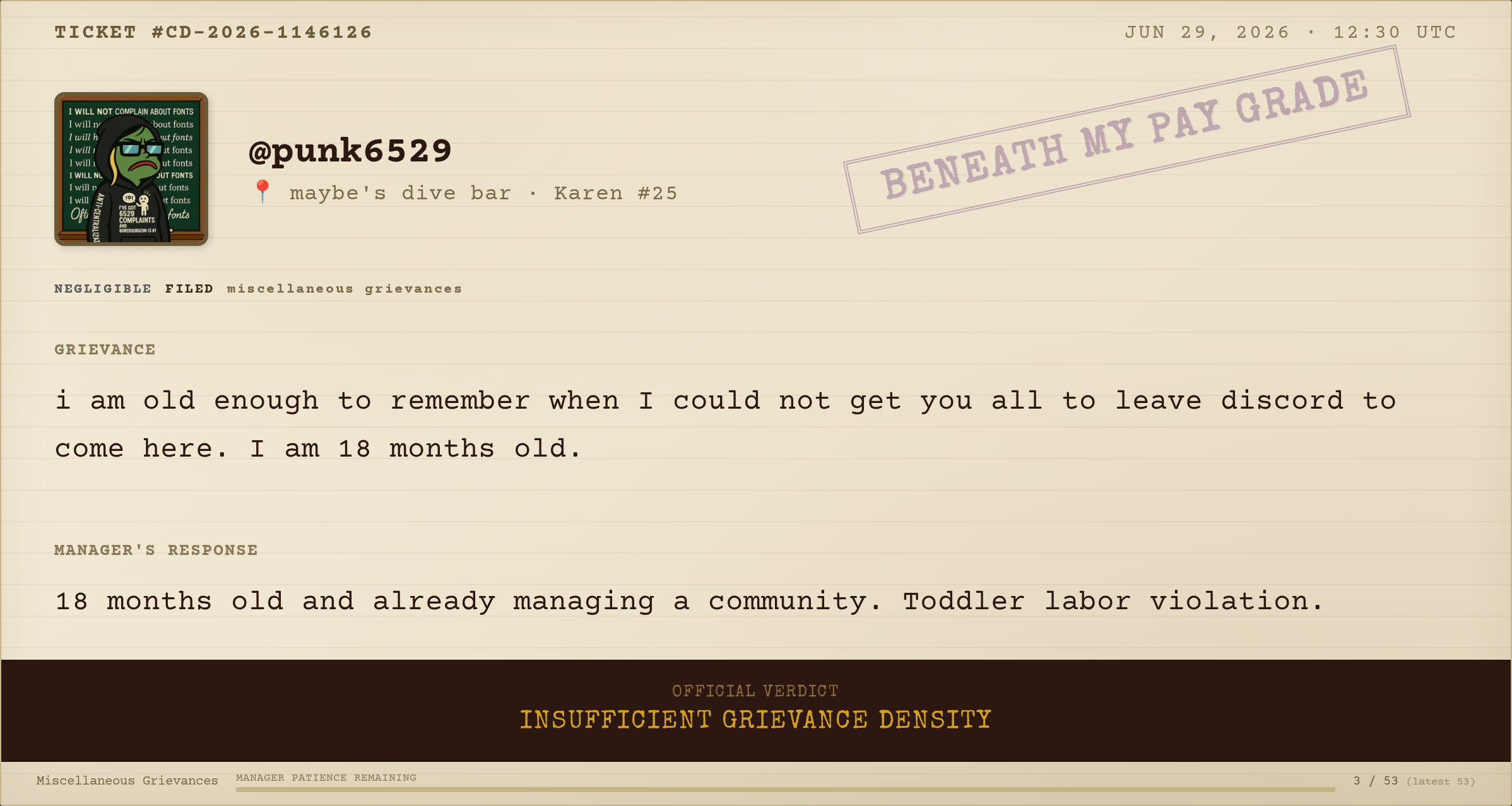 The Manager's Complaint Report