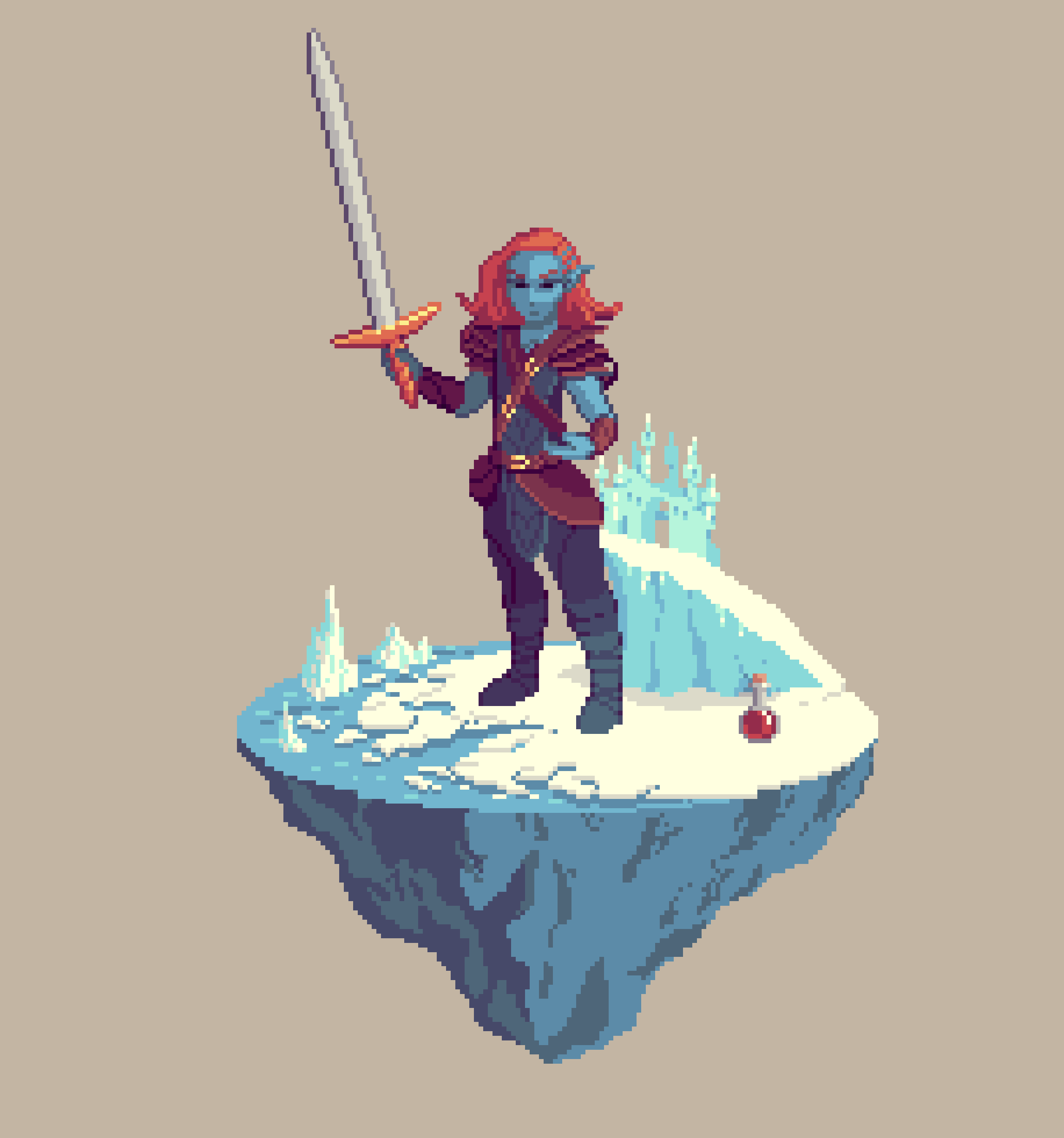 Dusk Half-Elf Battlestance Fighter from The Castle + Potion