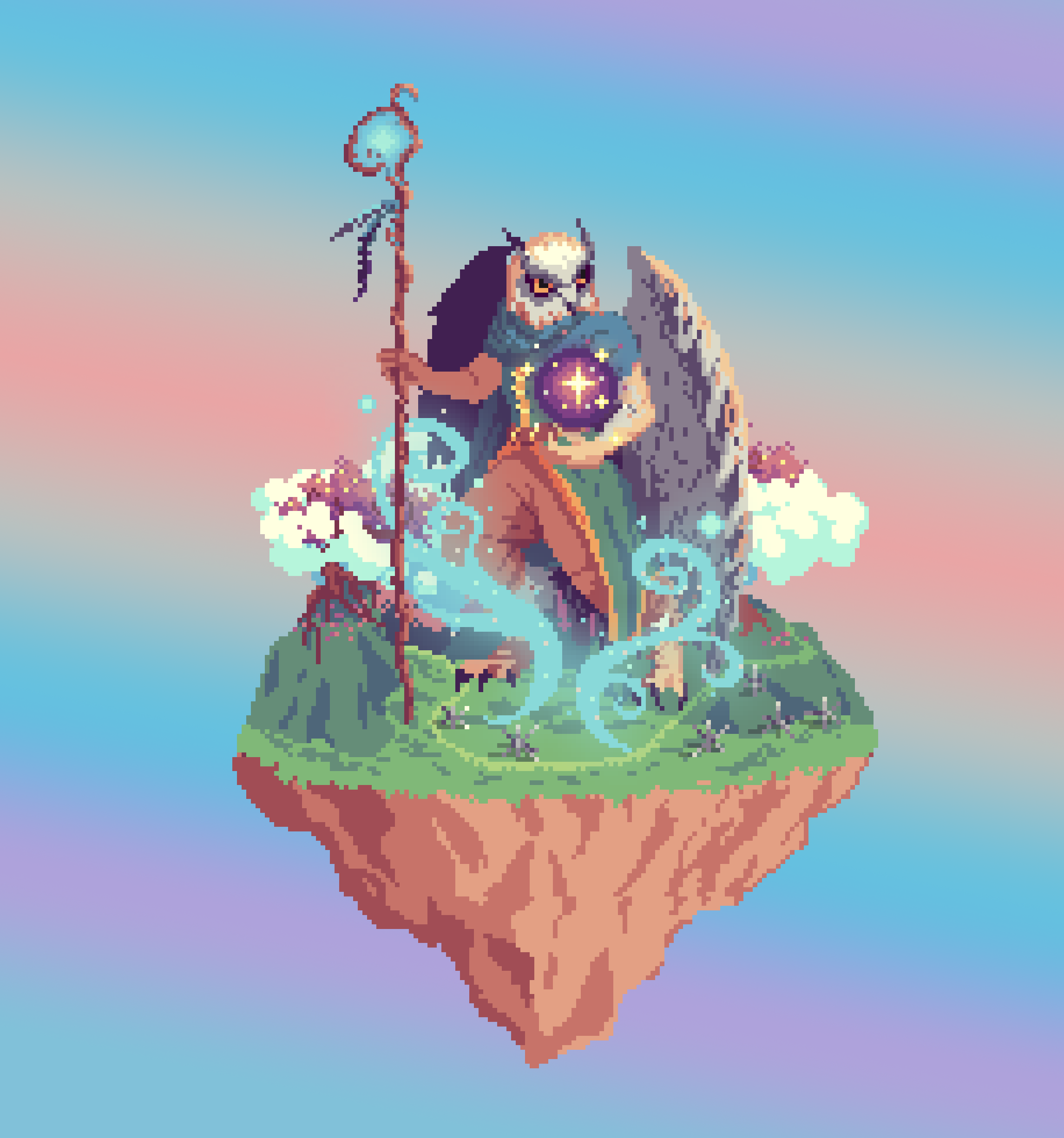 Owlfolk Timewarp Wizard Keeper of The Glade + Caltrops