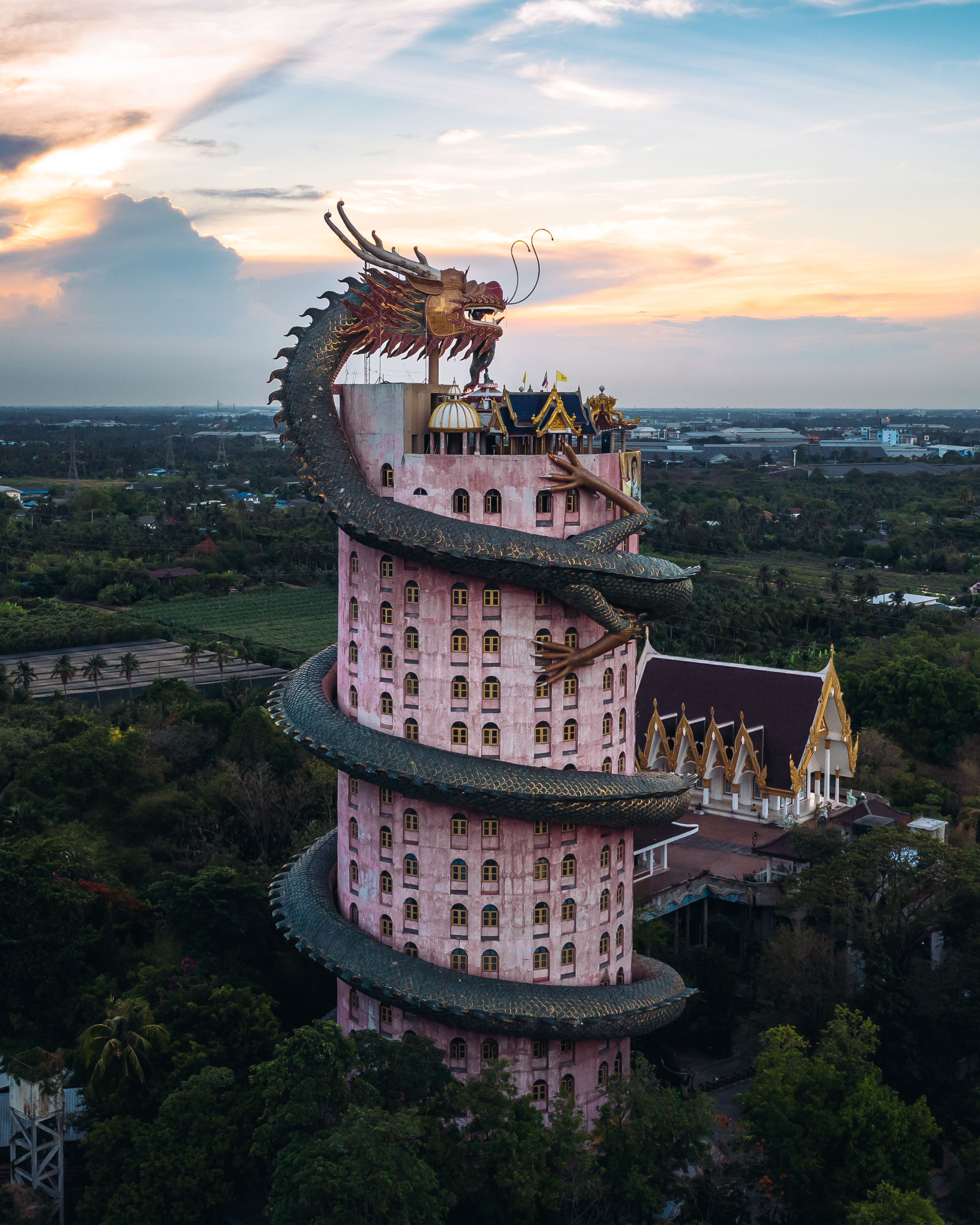 Dragon Fire at the Wat Samphran Temple, Thailand