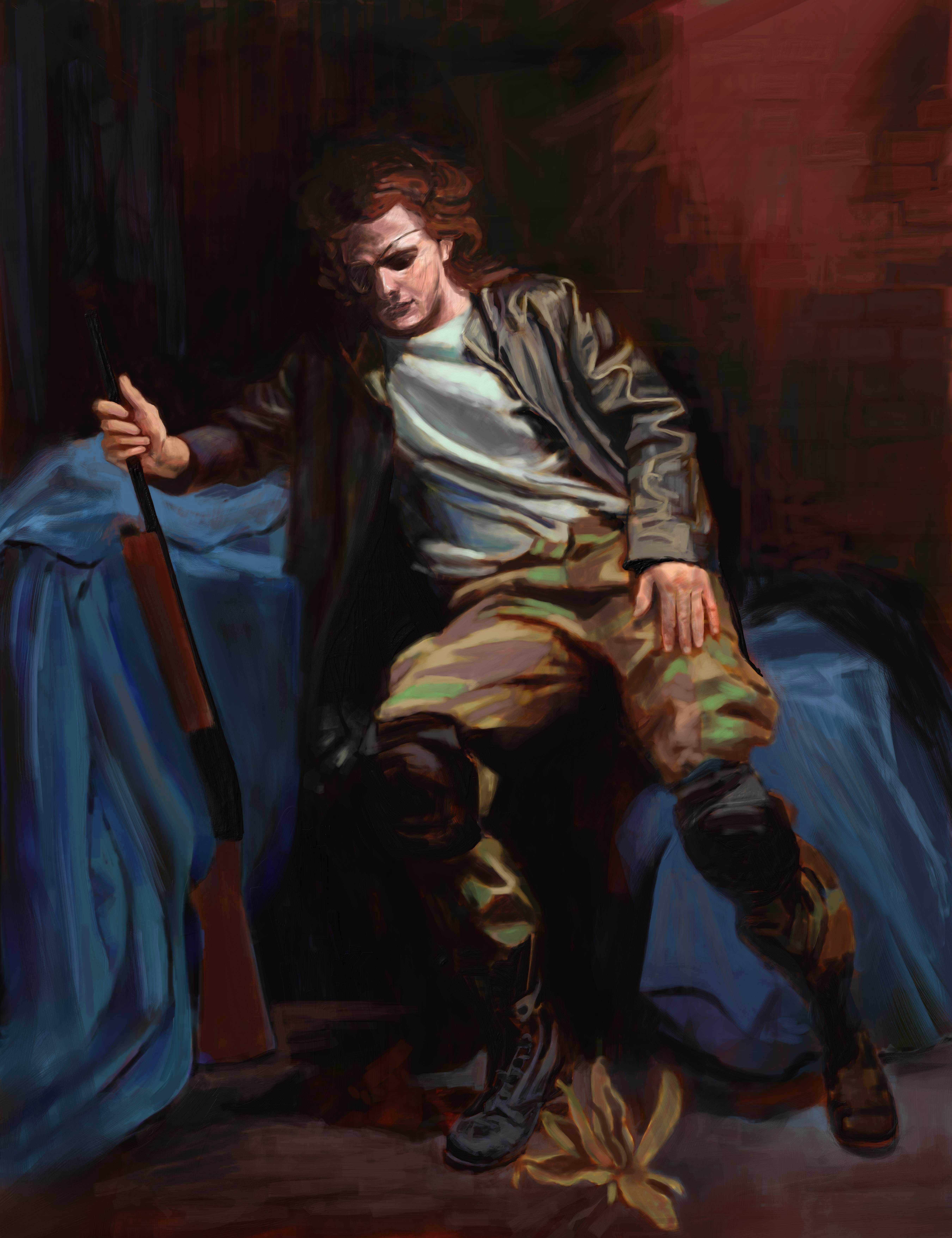Digital Self Portrait as Plissken after Caravaggio