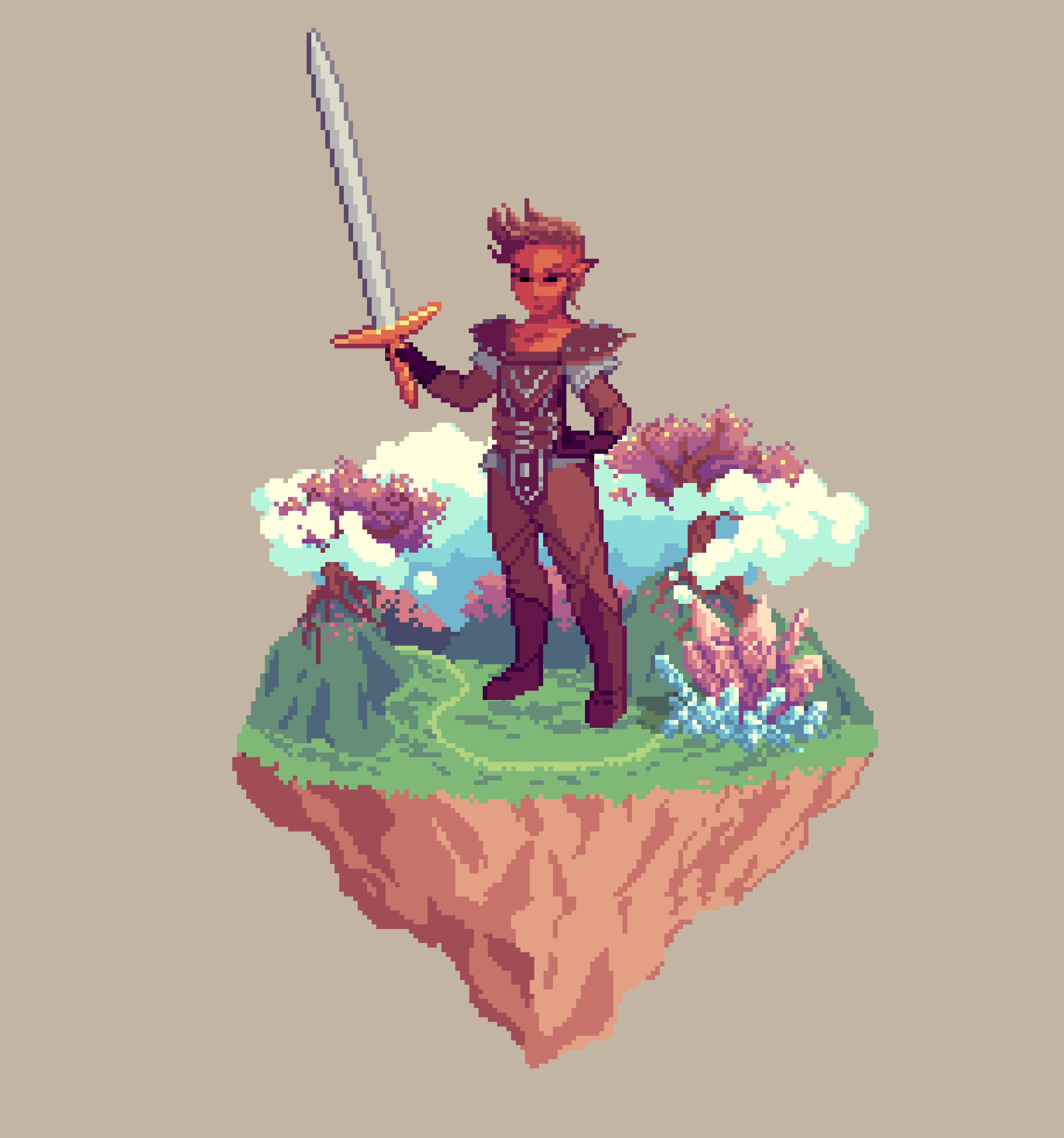Dawn Half-Elf Battlestance Fighter from The Glade + Crystal