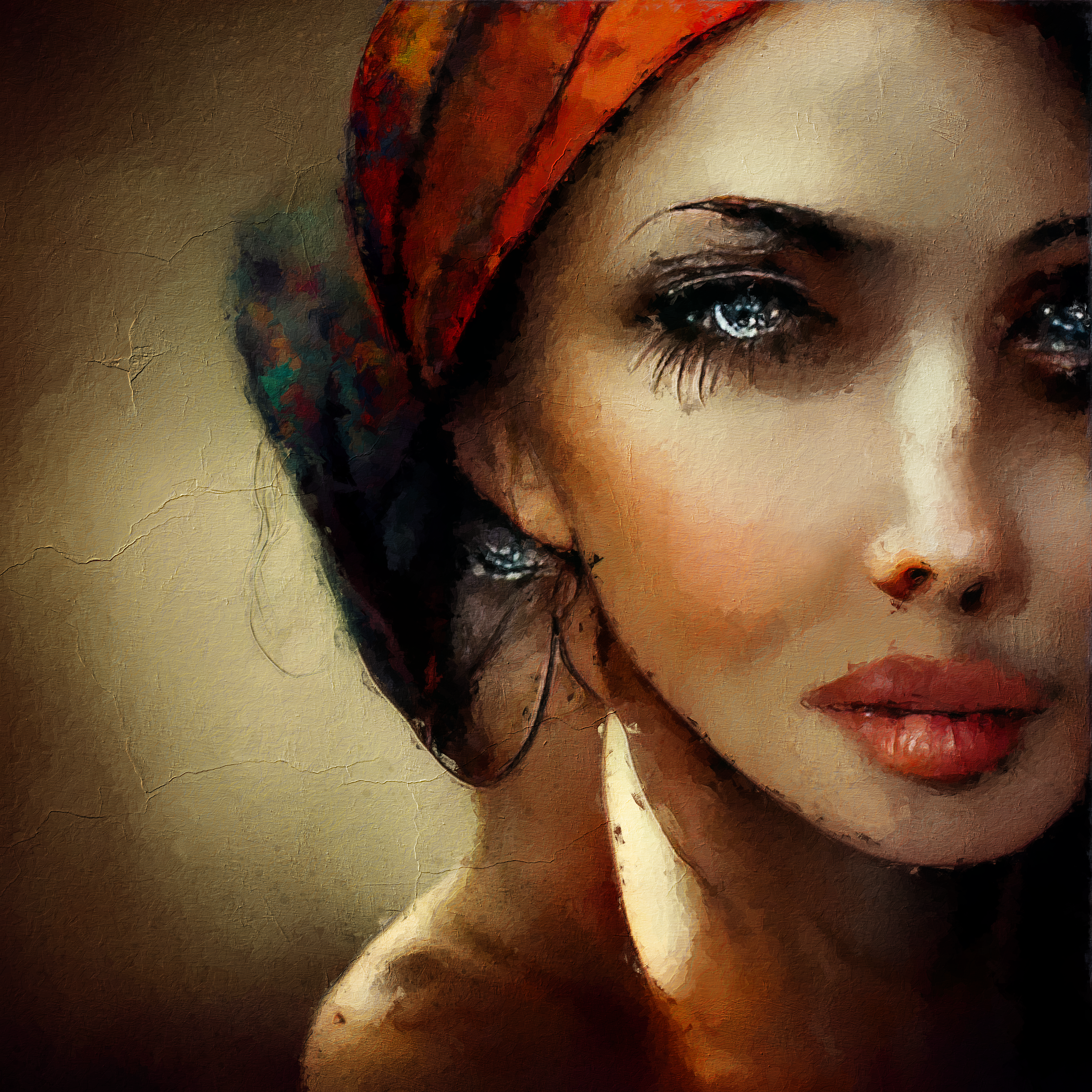 Woman With Red Scarf