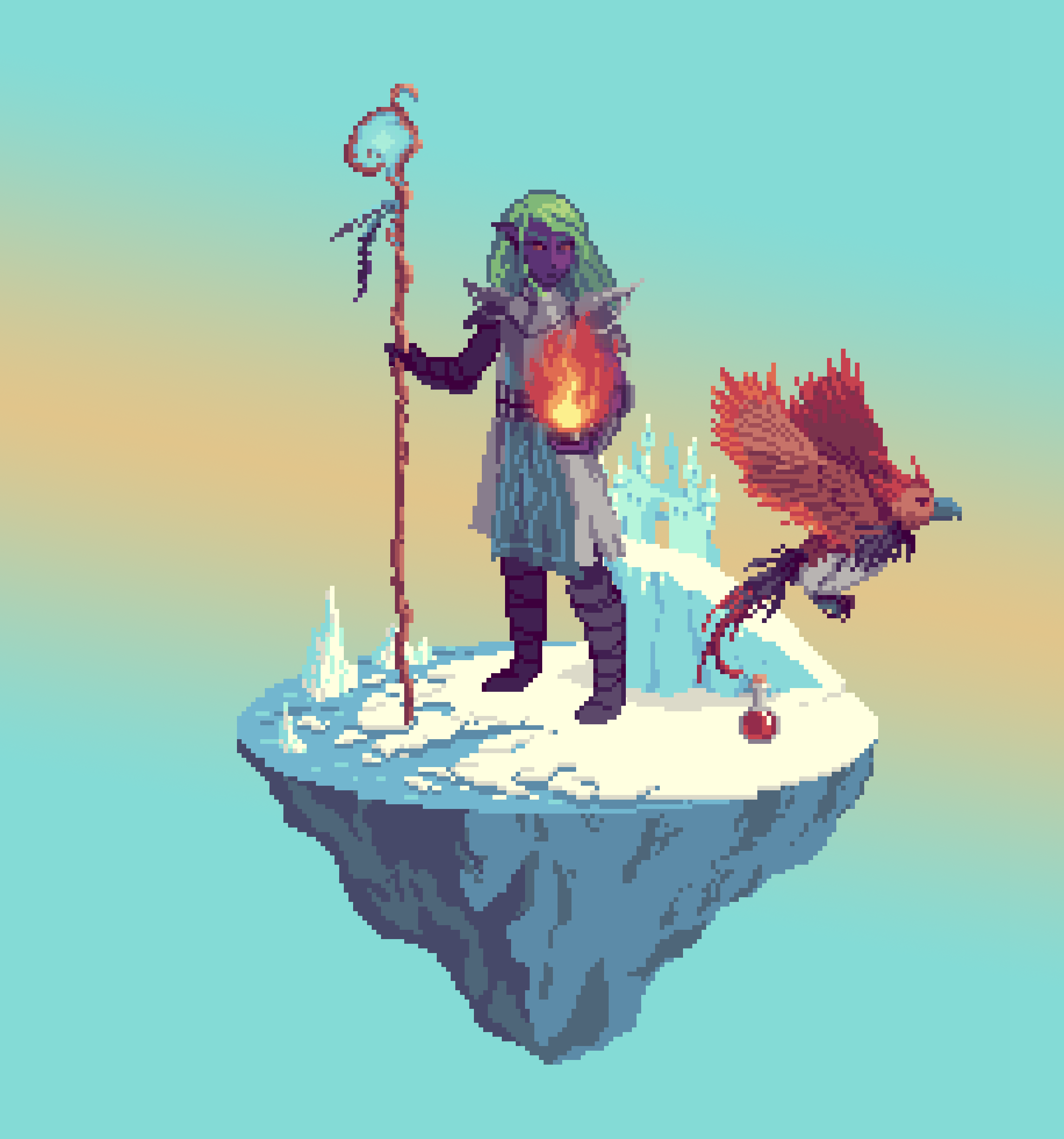 Dusk Elf Phoenix Druid Hero of The Castle + Potion