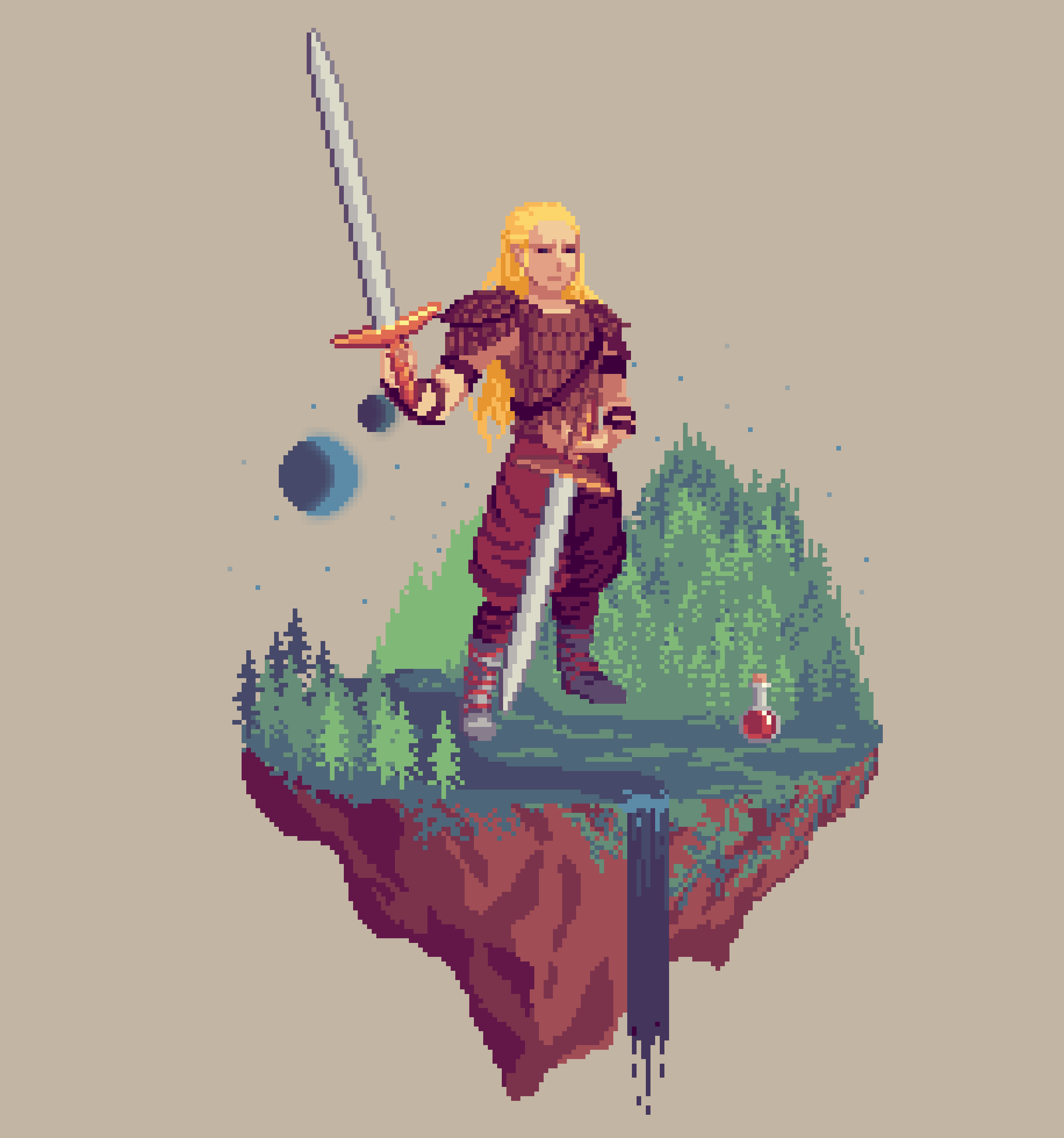 Sanddune Human Whirlwind Fighter from The Forest + Potion