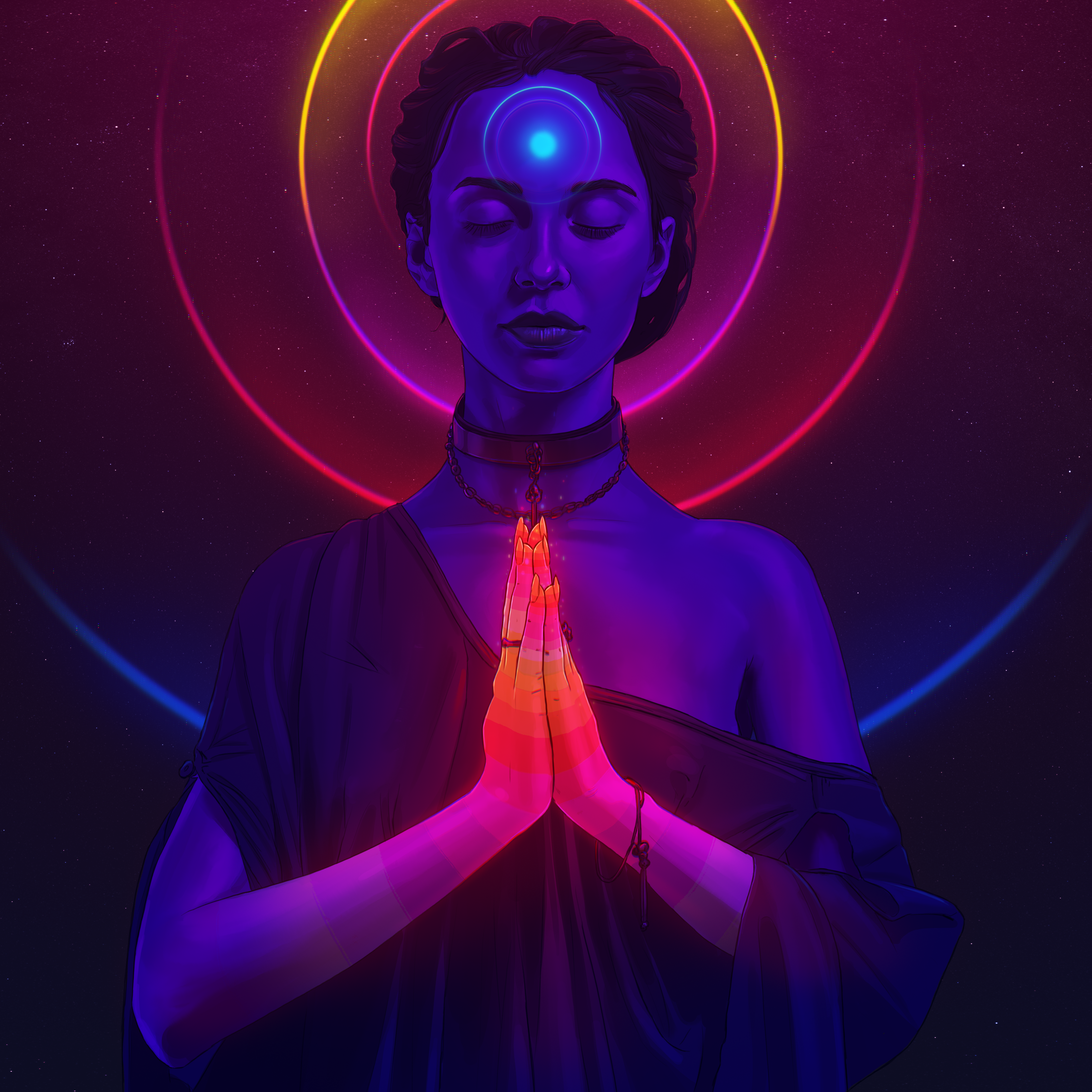 Cosmic Meditating Girl
