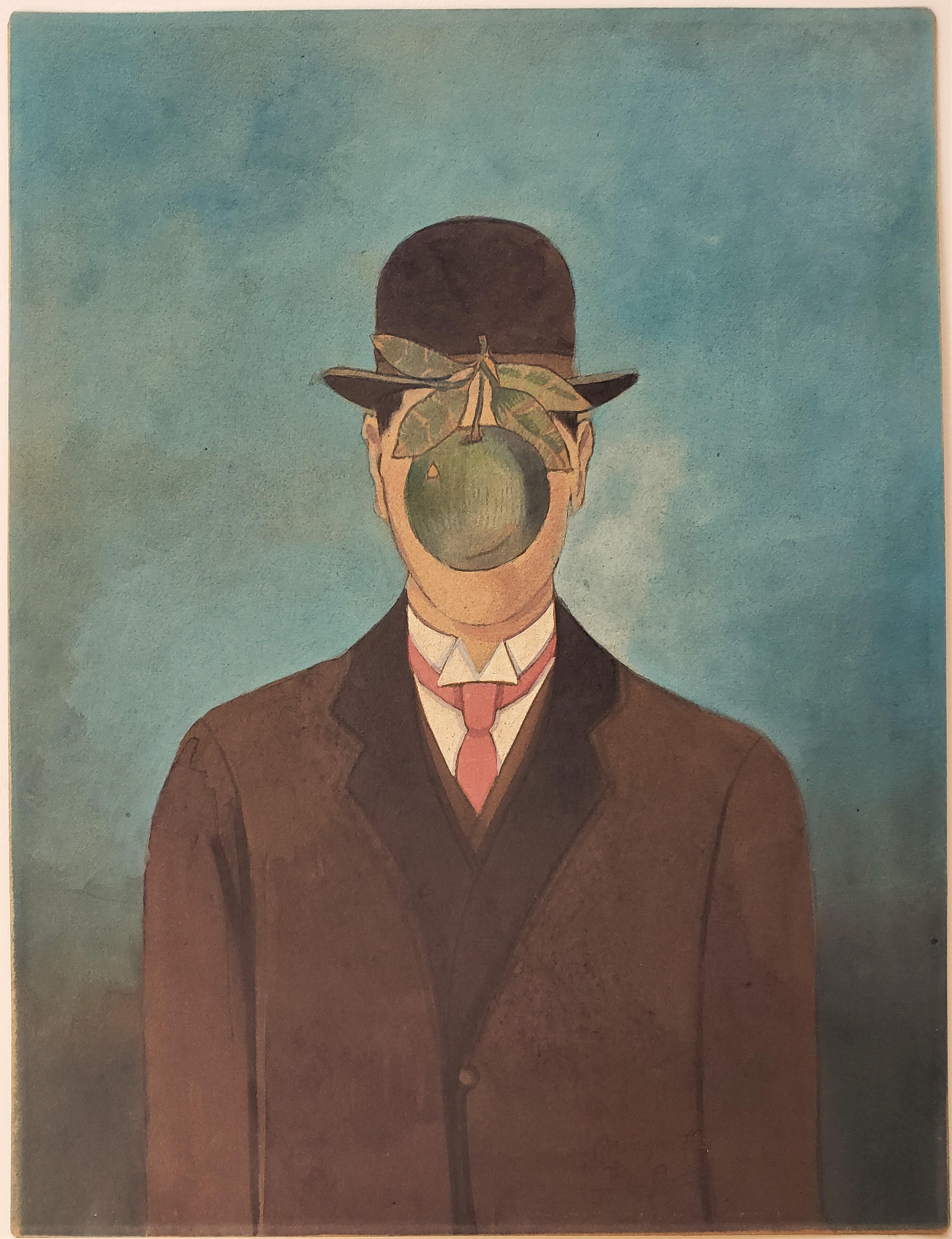 Gouache on paper  signed Rene Magritte