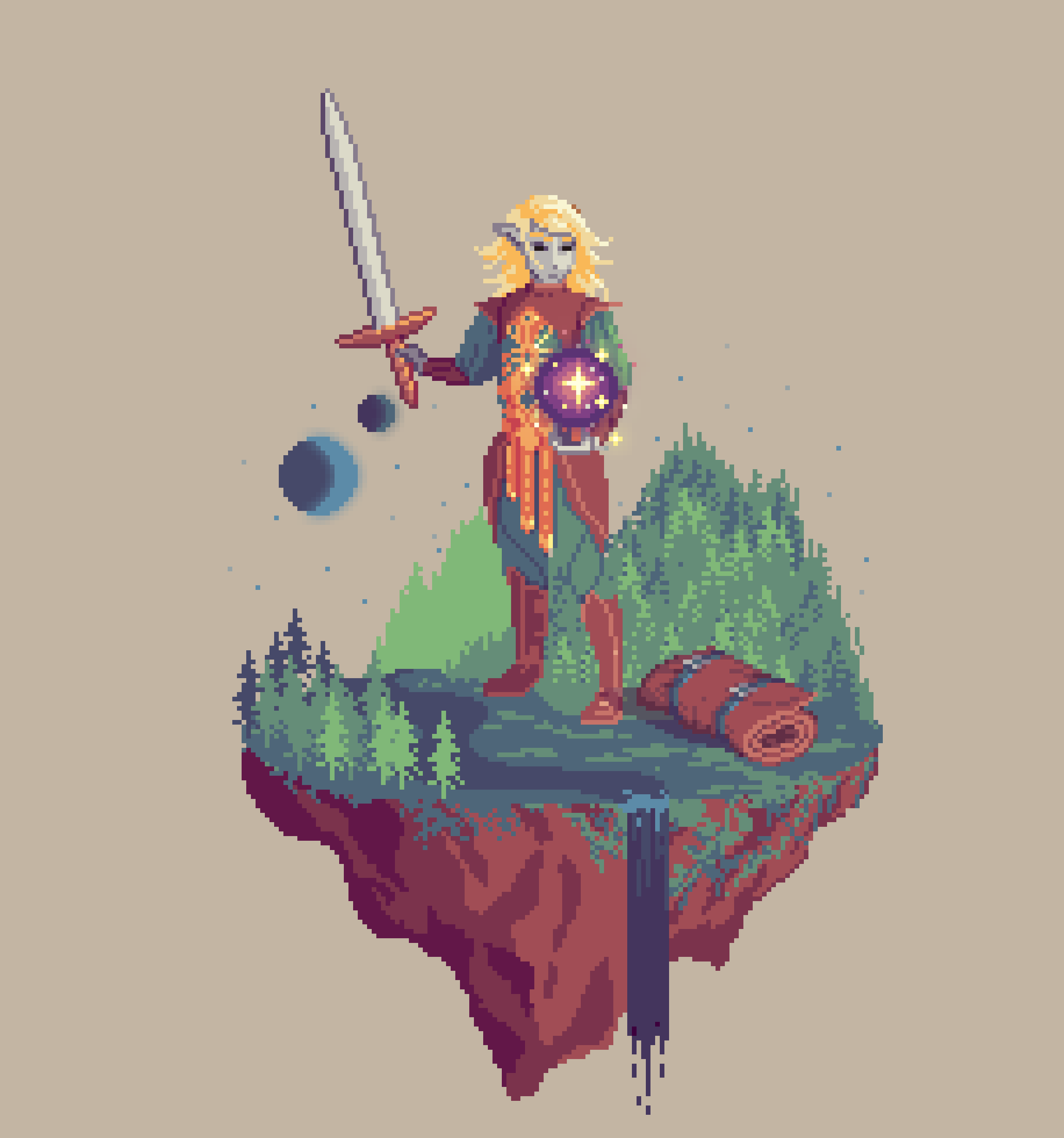 Goldleaf Elf Mystic Warlock from The Forest + Bedroll