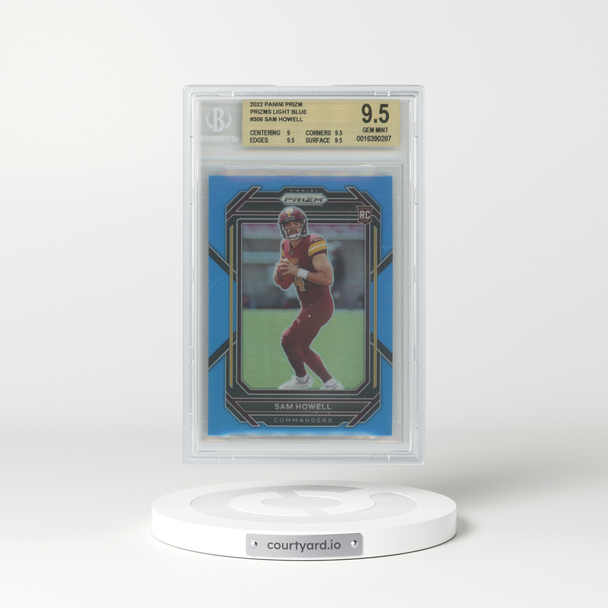 2022 Panini Prizm #306 Sam Howell - Light Blue Prizm (BGS 9.5 GEM MINT)