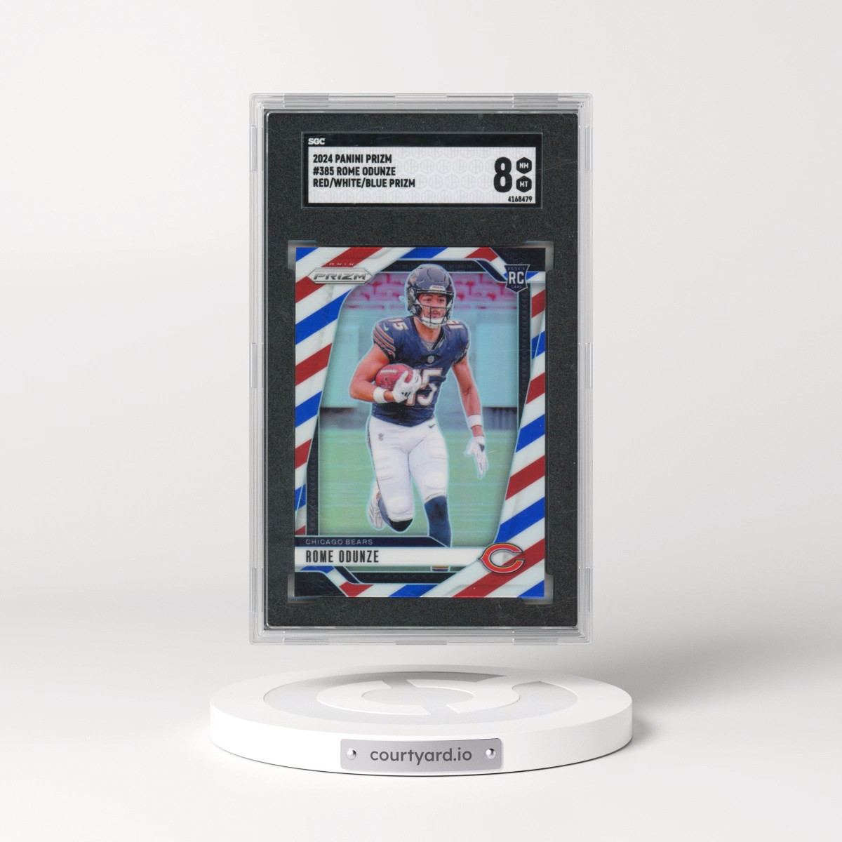2024 Panini Prizm #385 Rome Odunze - Red/White/Blue Prizm (SGC 8 NM-MT)