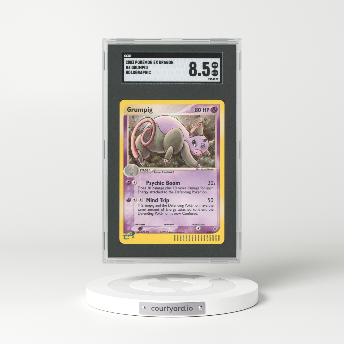 2003 EX Dragon #6 Grumpig - Holo (SGC 8.5 NM-MT+)