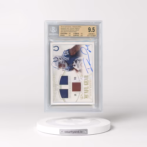 2014 Panini National Treasures Rookie NFL Gear Triple Materials Signatures #34 Donte Moncrief (BGS 9