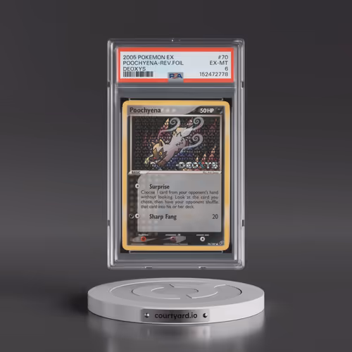 2005 Pokémon EX Deoxys #70 Poochyena - Reverse Foil (PSA 6 EX-MT)