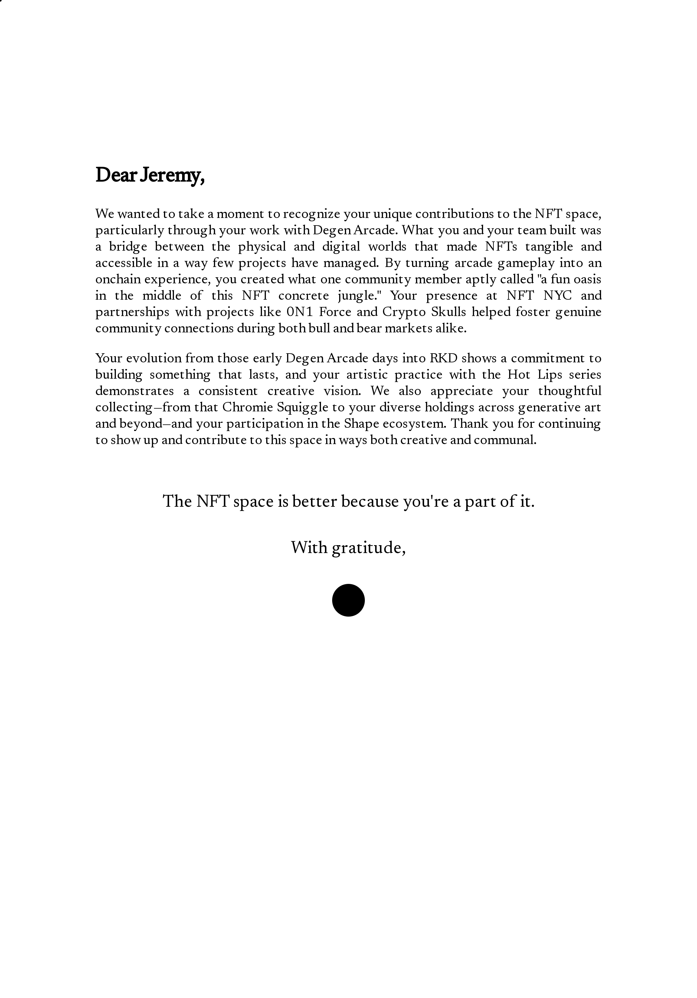 Dear Jeremy